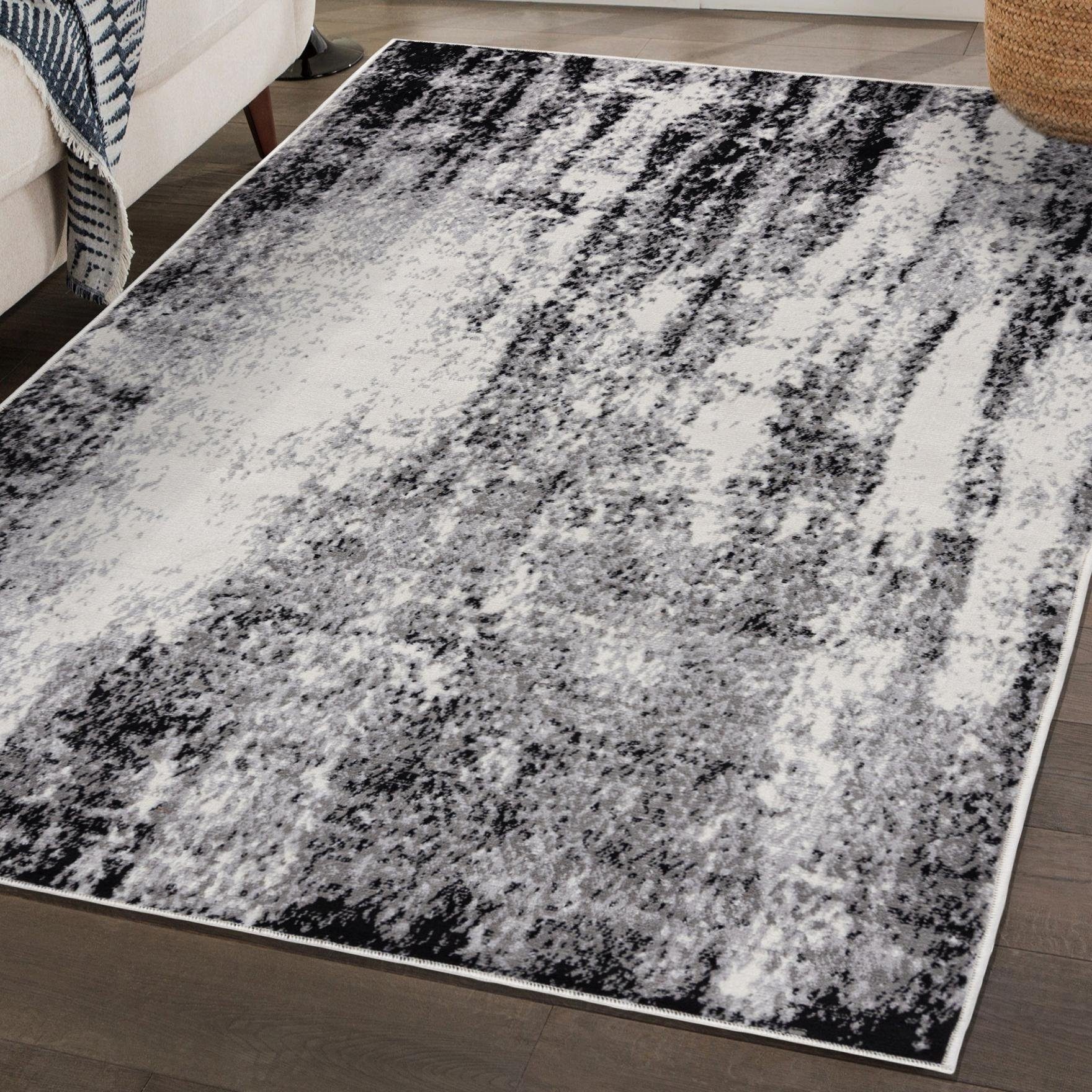 Designteppich Modern Teppich Abstrakt Creme Grau - Weich, Pflegeleich, Mazovia, 80 x 150 cm, Geeignet für Fußbodenheizung, Höhe 7 mm, Kurzflor