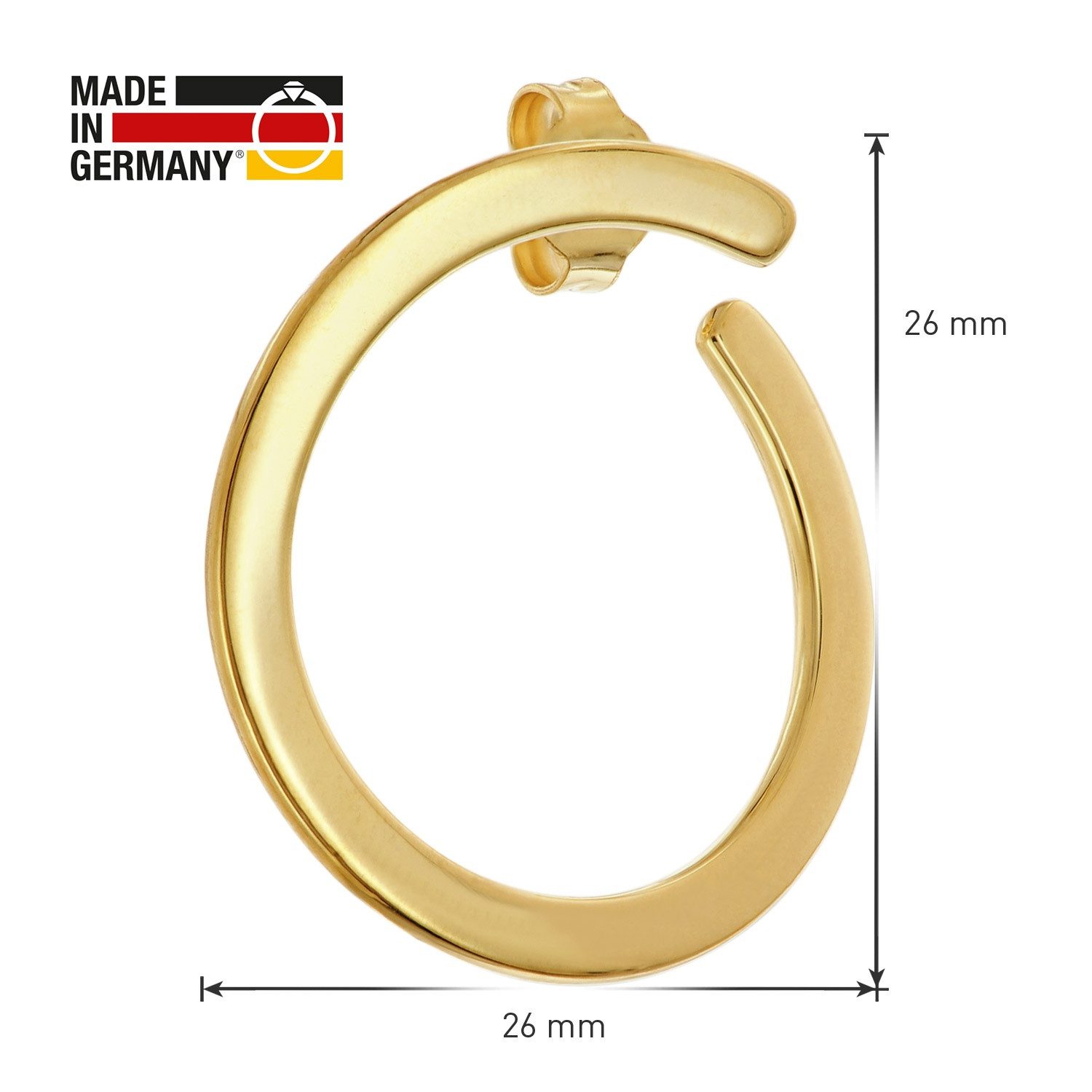 trendor Paar Ohrstecker Damen-925 Silber Vergoldet ⌀ 26 mm