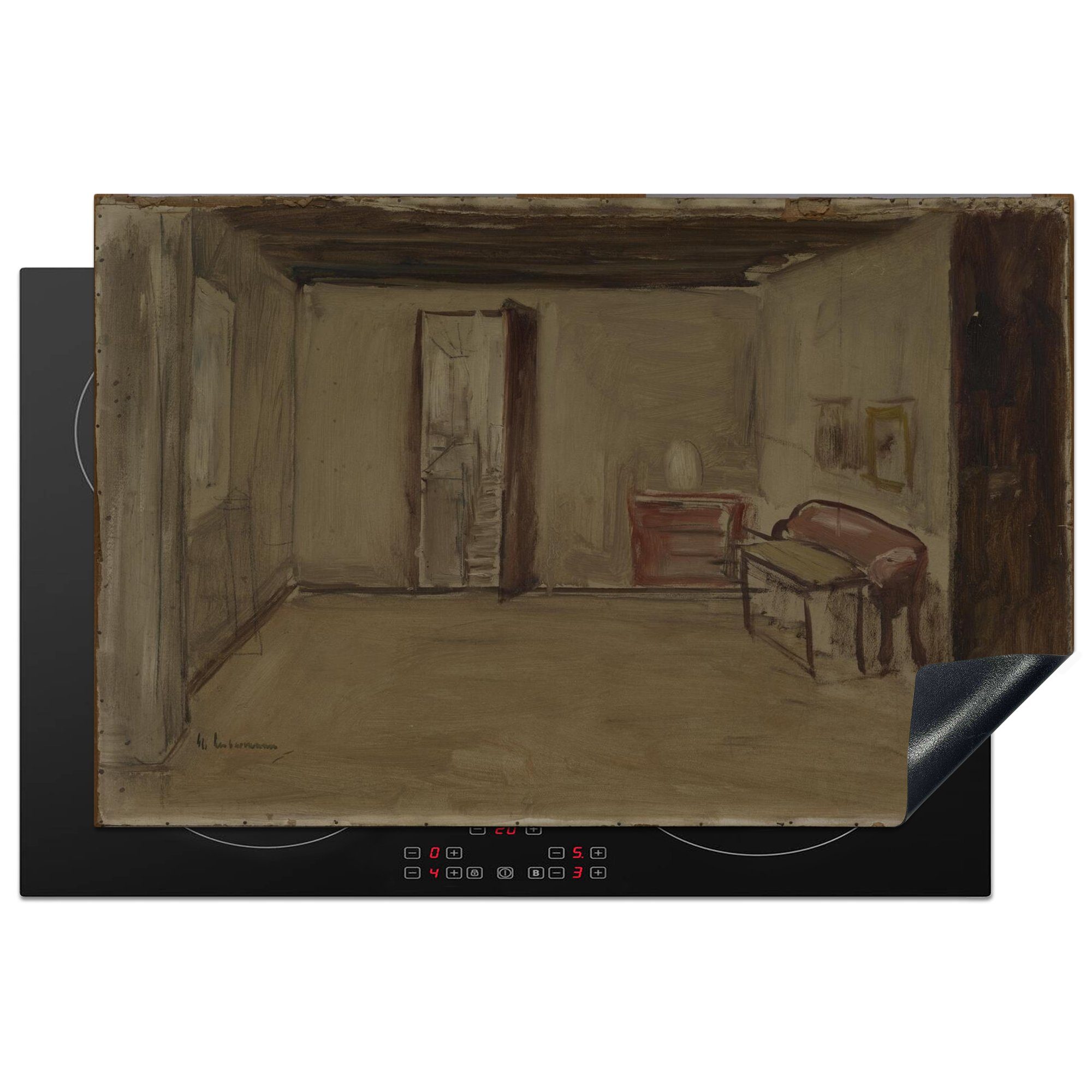 Herdblende-/Abdeckplatte cm, (1 Gemälde Innenraum - für 81x52 von Max Liebermann, Ceranfeldabdeckung MuchoWow Schutz die küche, tlg), Vinyl, Induktionskochfeld