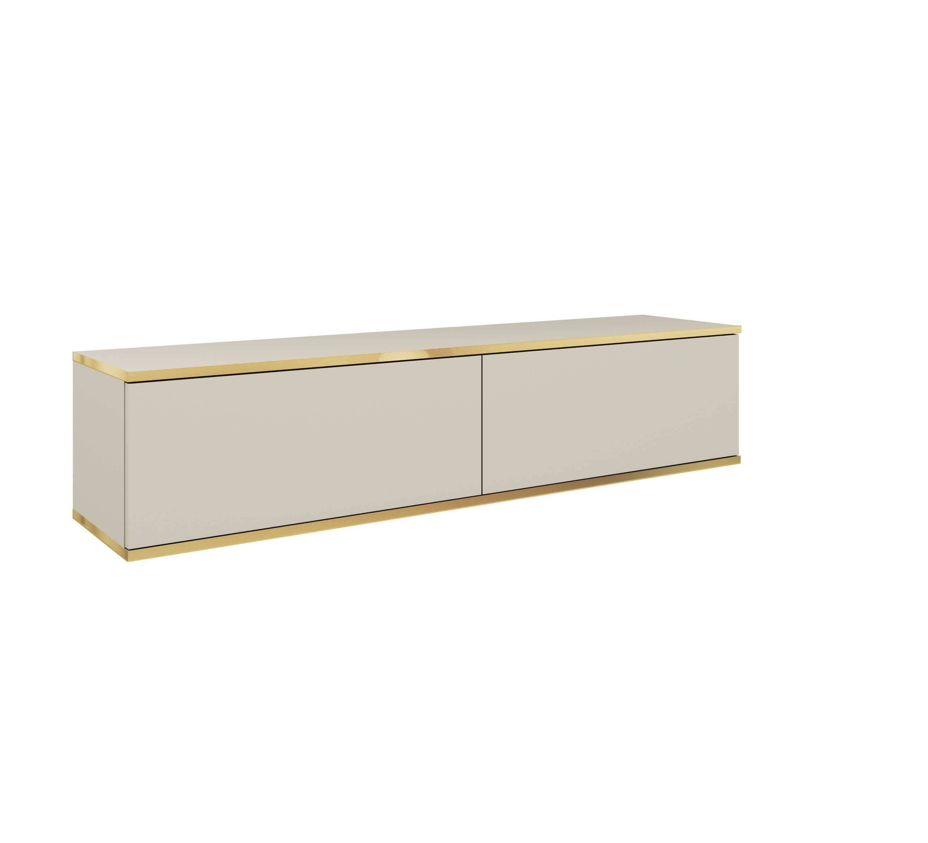 MOEBLO TV-Board Dayn RTV - 135 (Hängeschrank Lowboard Fernsehtisch TV Bank Fernseher TV Möbel, RTV-Schrank mit goldenen Einsätzen), (HxBxT):30x135x32cm