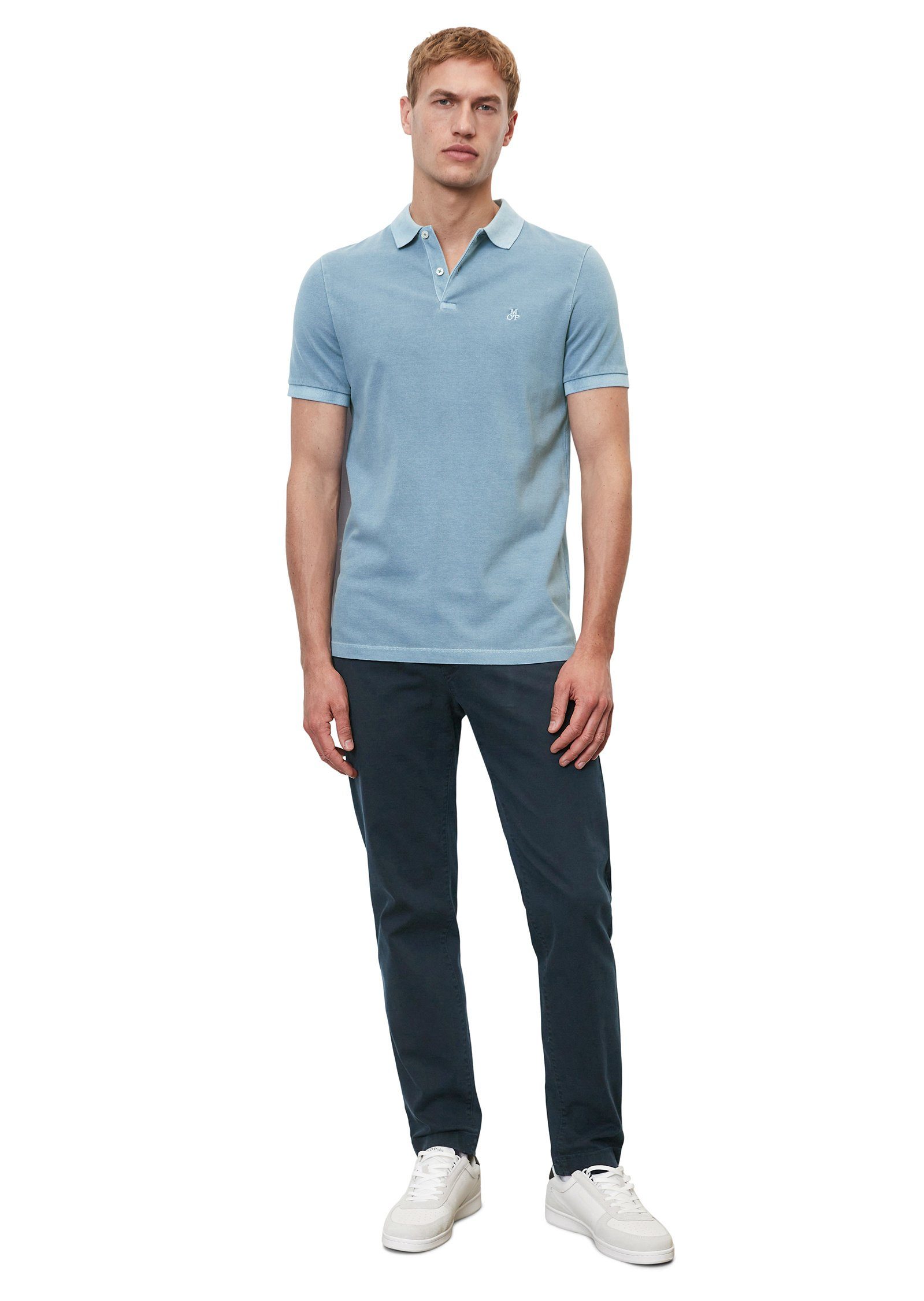 O'Polo Cotton-Stretch aus blau Marc Poloshirt Organic
