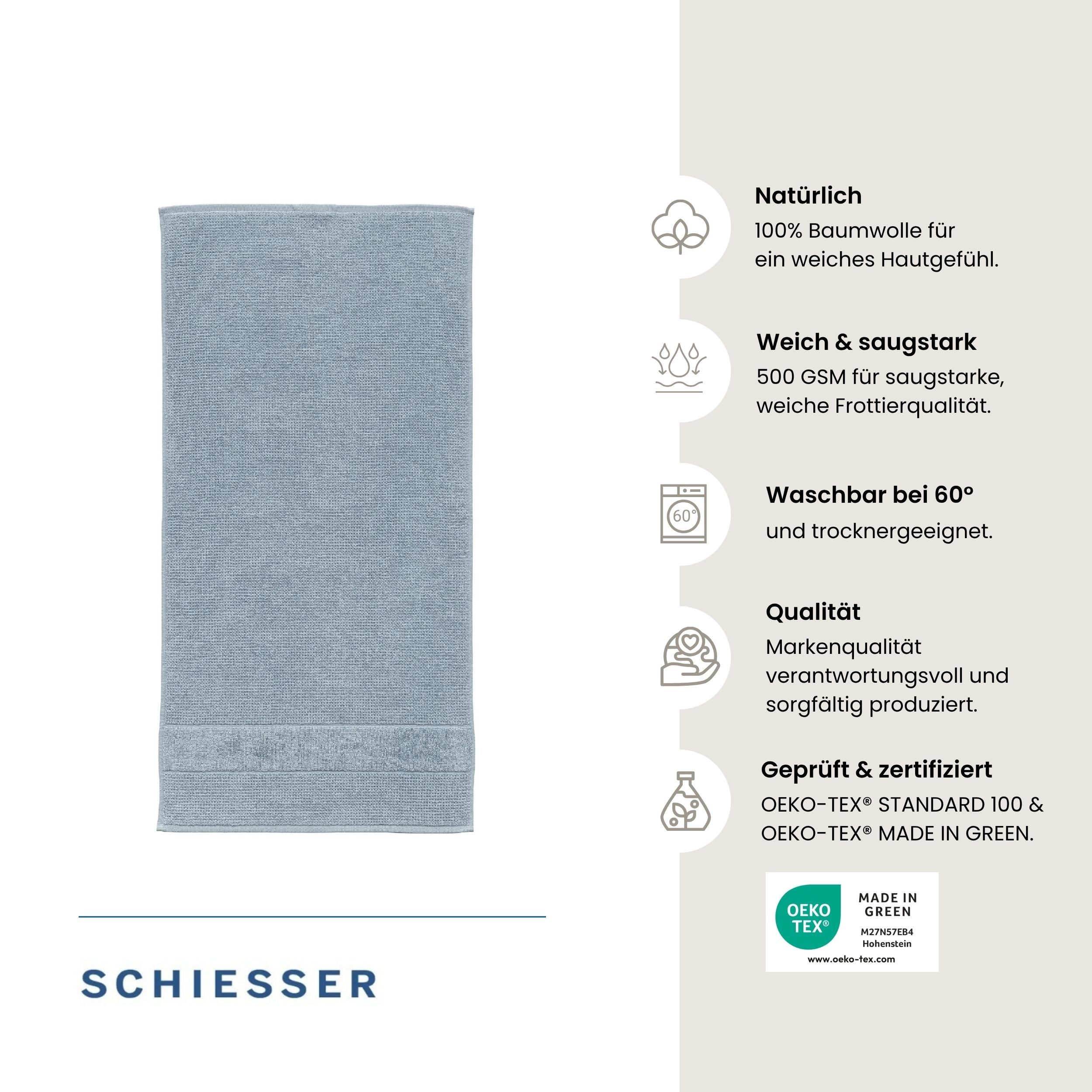 Schiesser Duschtücher Turin aus 100% Baumwolle in dezenter Reiskornoptik, Frottier (Set, 2-St), OEKO-TEX® MADE IN GREEN – Bild 2 von 5