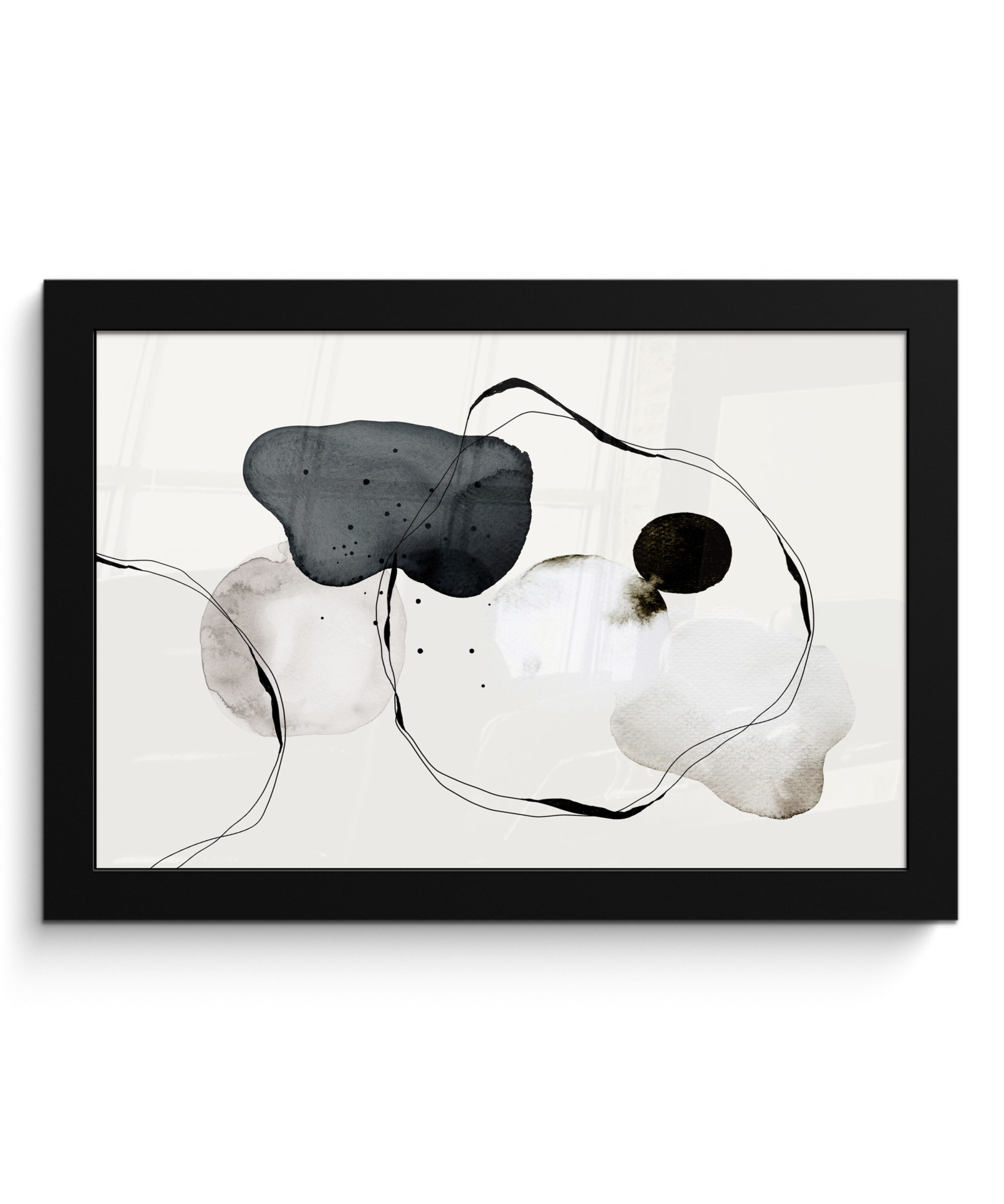MuchoWow Poster Abstrakt - Malerei - Kunst - Schwarz und Weiß, (1 St), Wandbilder, Deko Wohnzimmer Schlafzimmer, 30x20 cm