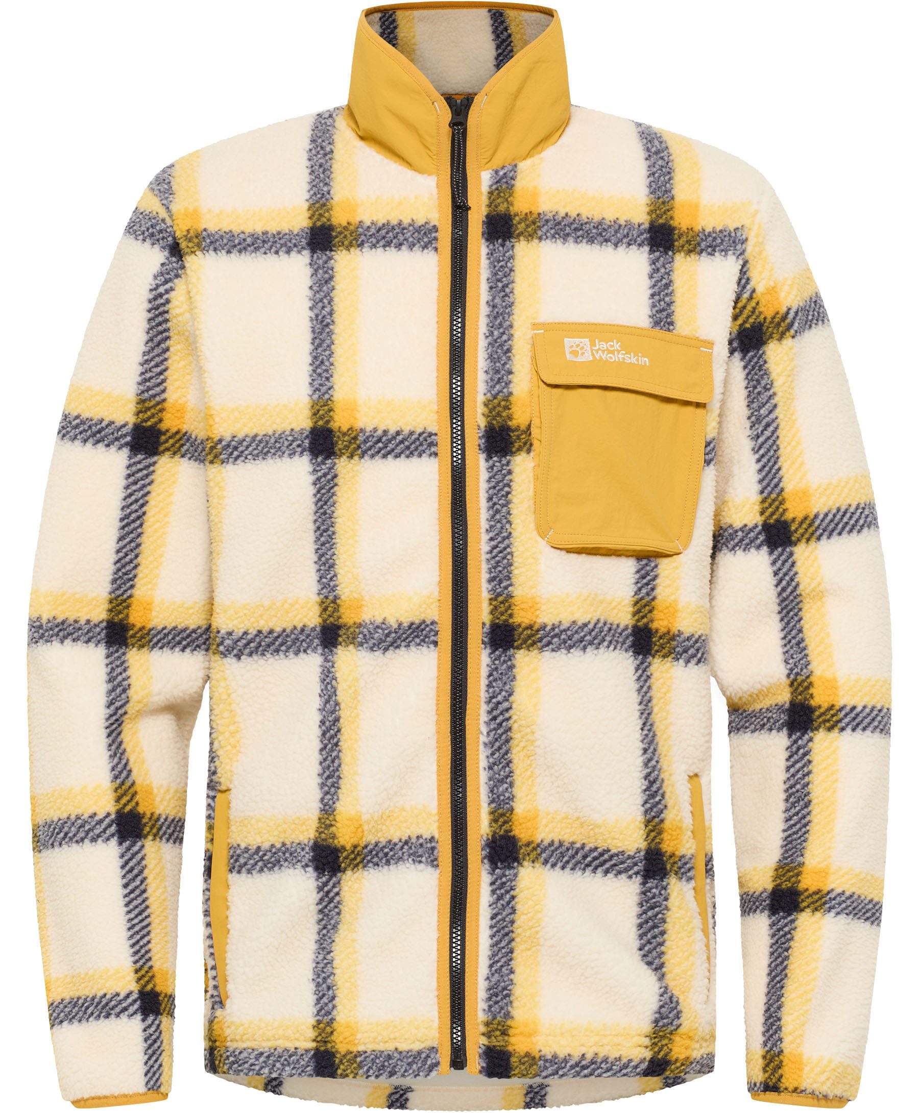 Jack Wolfskin Fleecejacke FELSLICHT CHECK JACKET mit Stehkragen, hochfloriges 300er Sherpa Fleece