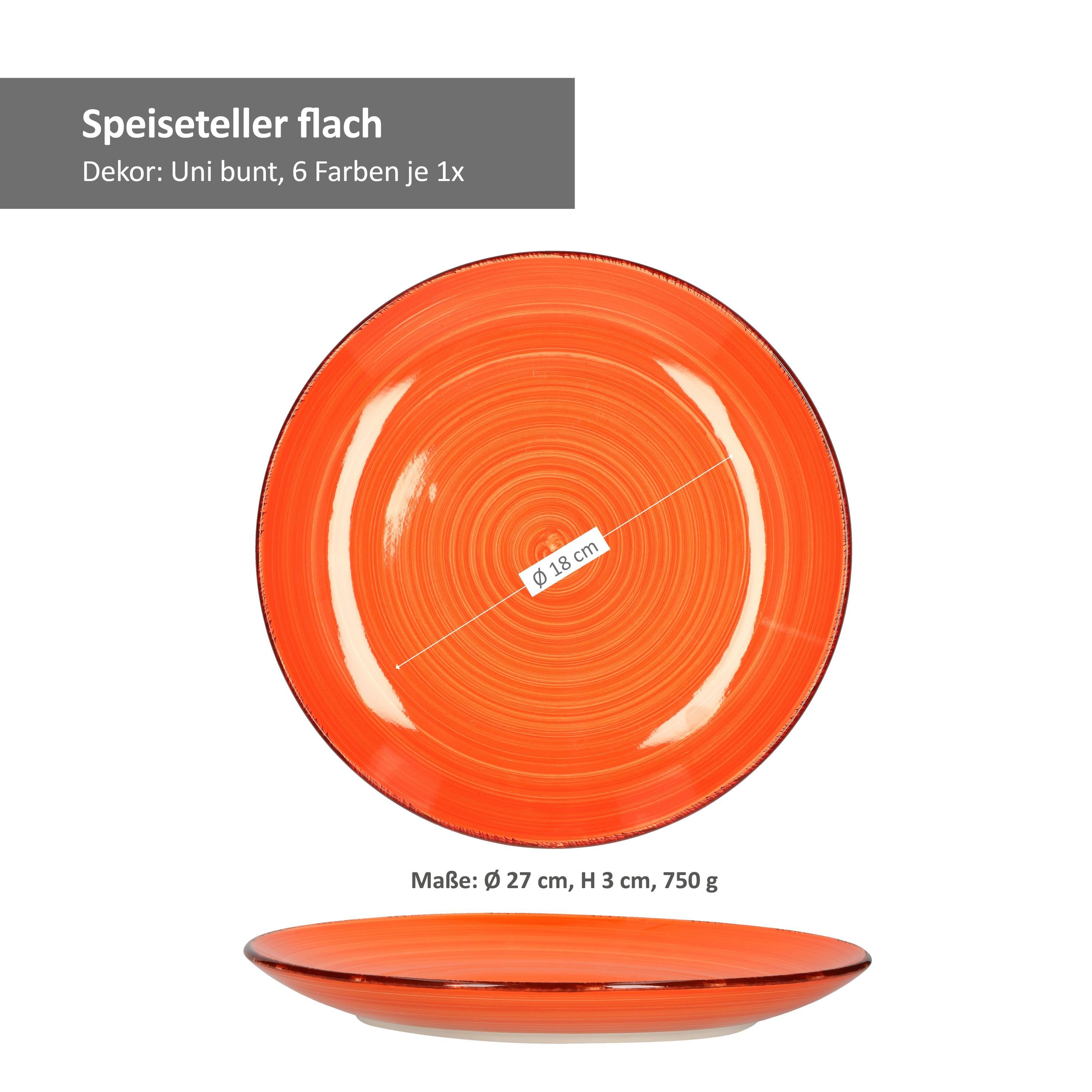 MamboCat Speiseteller 6er Set Speiseteller Uni Bunt