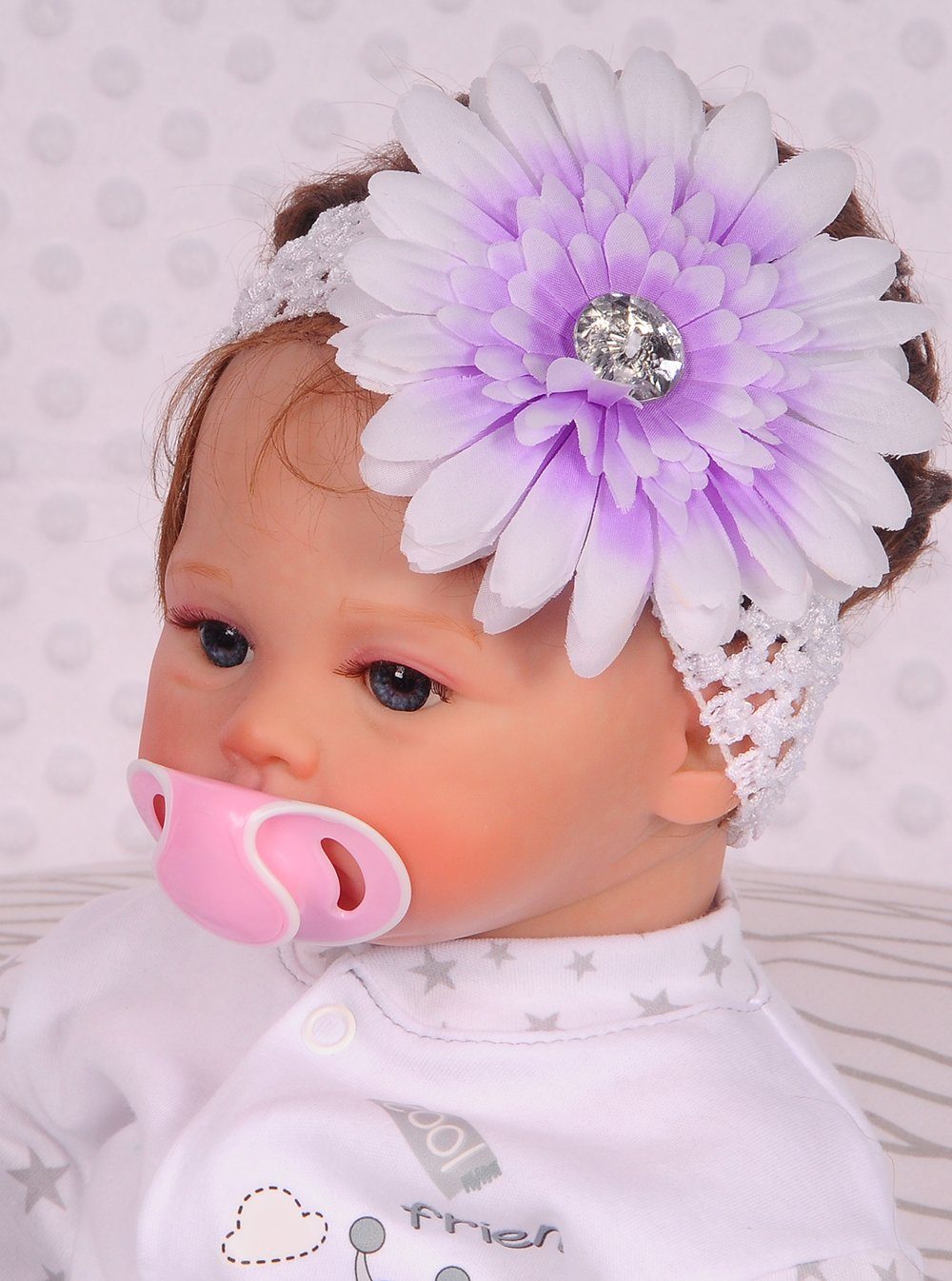 0-12Mon weiß Stirnband Baby Blume / Kopfband Kinder für Stirnband lila Haarband und