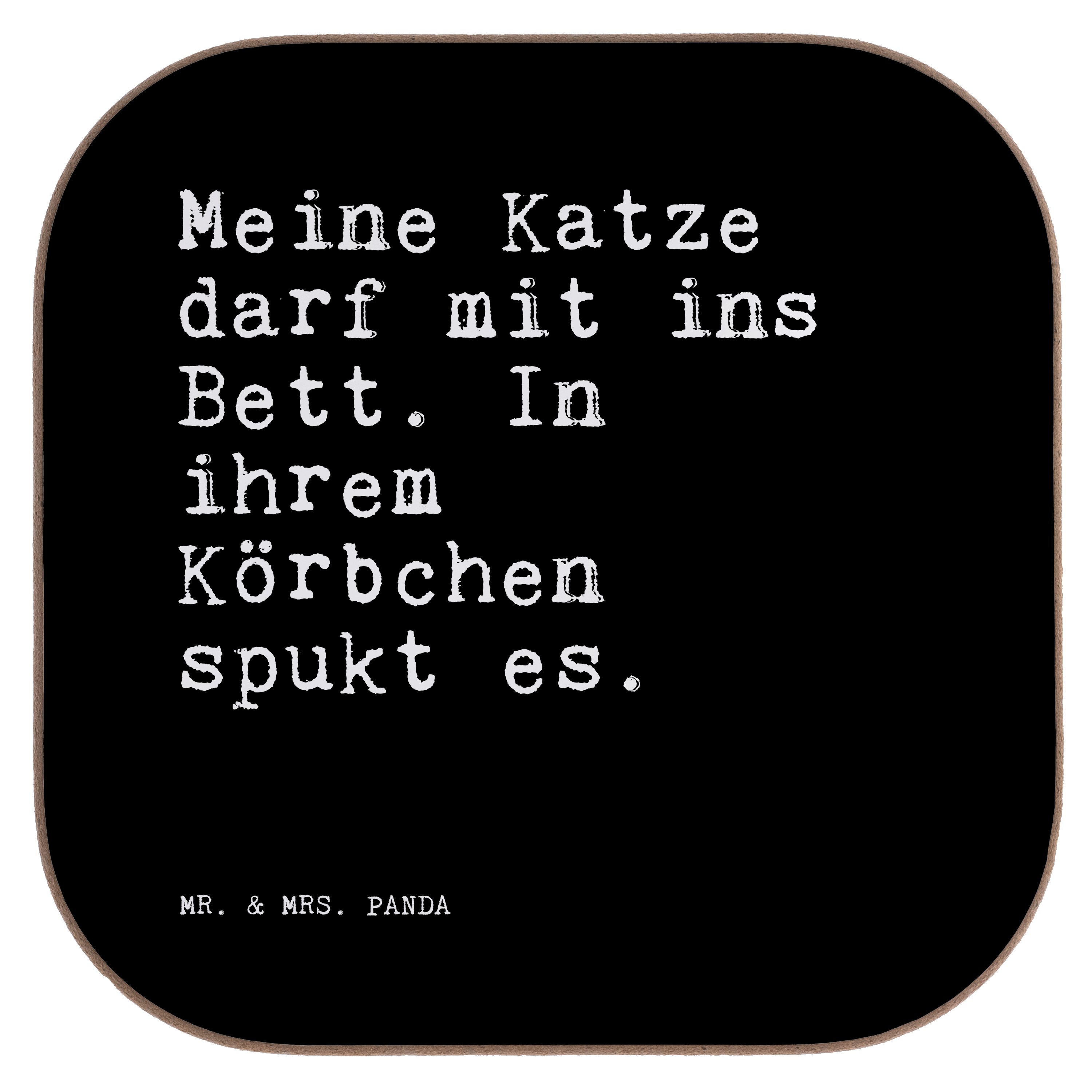 Sprüche, & - mit... Weis, darf Getränkeuntersetzer Katze Panda Mrs. Meine Geschenk, Mr. 1-tlg. Körbchen, Schwarz -