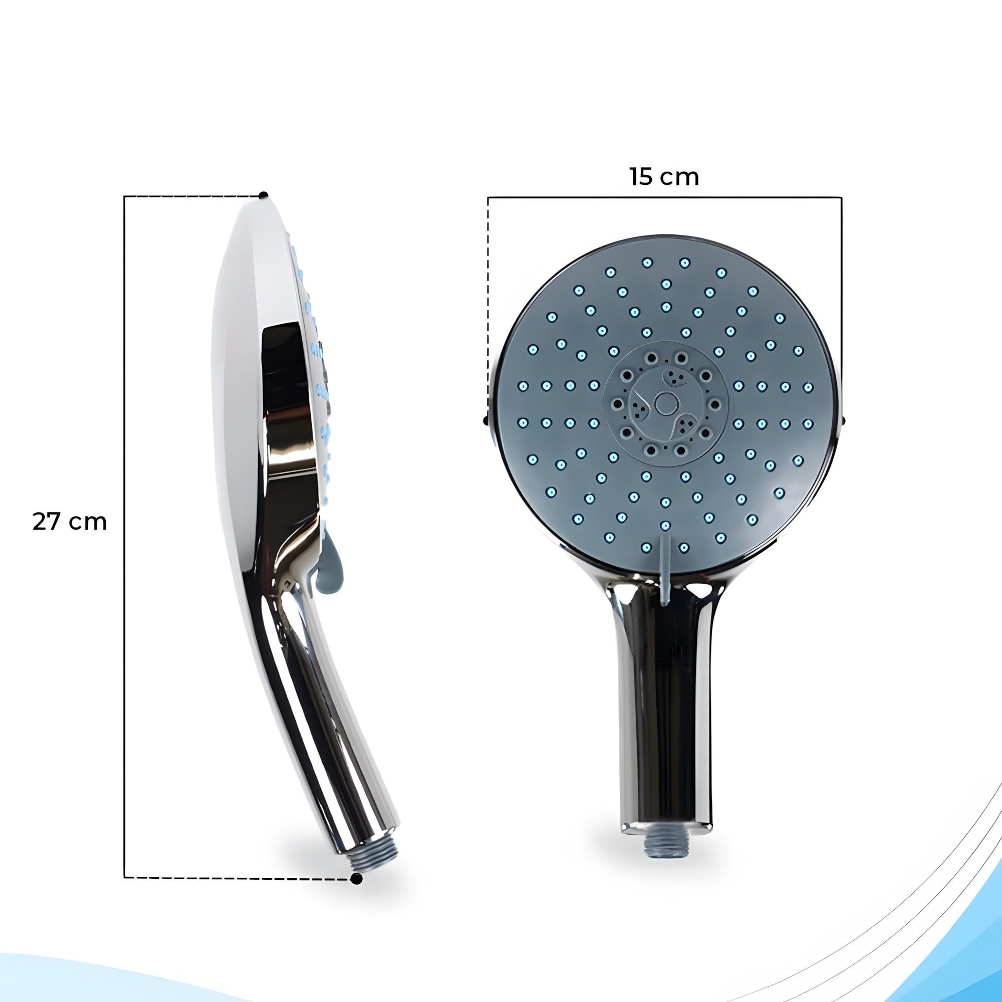 Bath4U Duschbrause Duschkopf 150mm & 3/4 Zoll Anschluss 7 Strahlarten inkl. Schlauch 1,5m, Wassersparend & Einfache Montage Inkl. Zubehör & Gewindedichtband – Bild 2 von 5