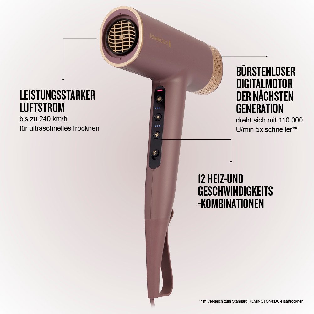 Remington Haartrockner AIRviveDigital Haartrockner (EC8930), 1600 W, Digital Motor, Ionic Air, Anti-Frizz, 12 Heiz-&Geschwindigkeitsstufen – Bild 4 von 5