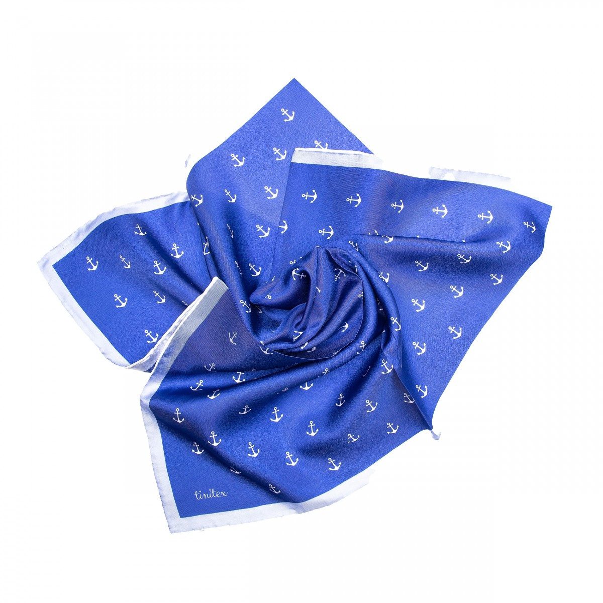 TINITEX Seidenschal Nickituch Halstuch Anker dunkelblau