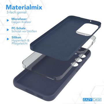EAZY CASE Handyhülle Premium Silikon Case für Samsung Galaxy S23 6,1 Zoll, Handy Softcase Hülle Silikon mit Displayschutz Case Blau / Nachtblau