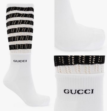 GUCCI Tennissocken GUCCI WHITE OPENWORK Double-Layered Striped Tennis Socks Sneakers Sock