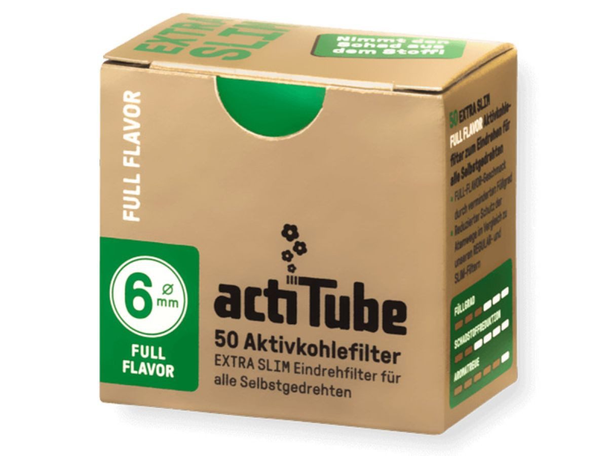 ActiTube Aktivkohlefilter slim Filter 6mm oder 7mm Drehfilter + Transporthülle, made in Germany