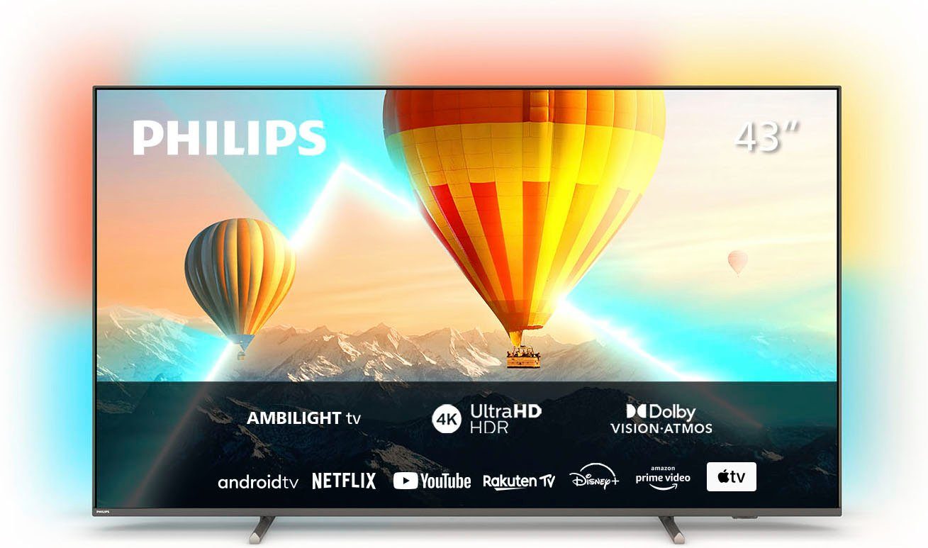 (108 4K TV, Ultra cm/43 Zoll, Smart-TV, LED-Fernseher Philips HD, 43PUS8107/12 Android