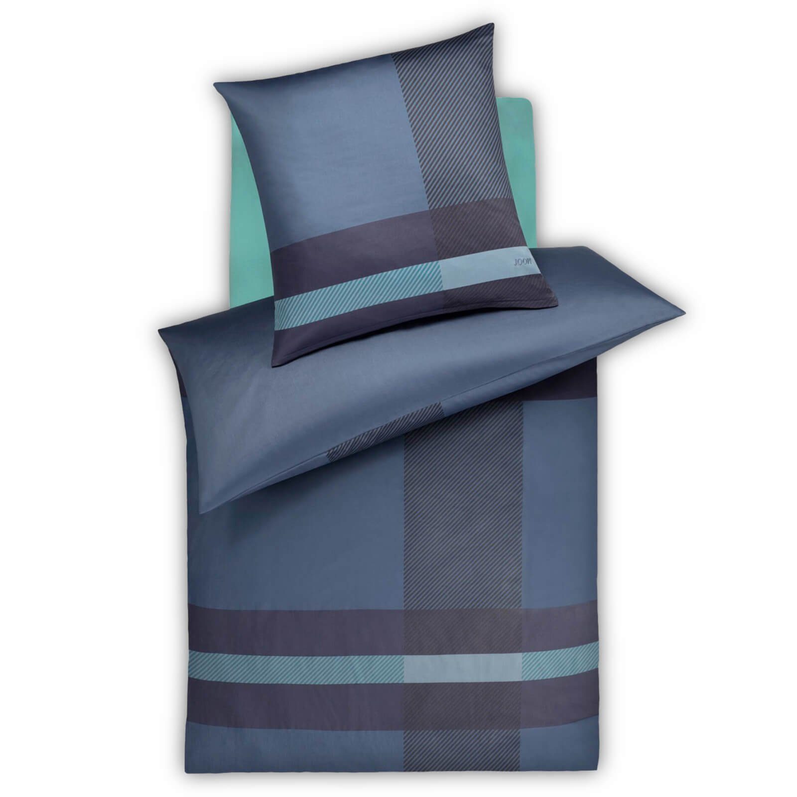 JOOP! Bettwäsche Modern 4104 2 Ocean, Mako-Satin, 3 teilig, Linien, Gestreift, Logo