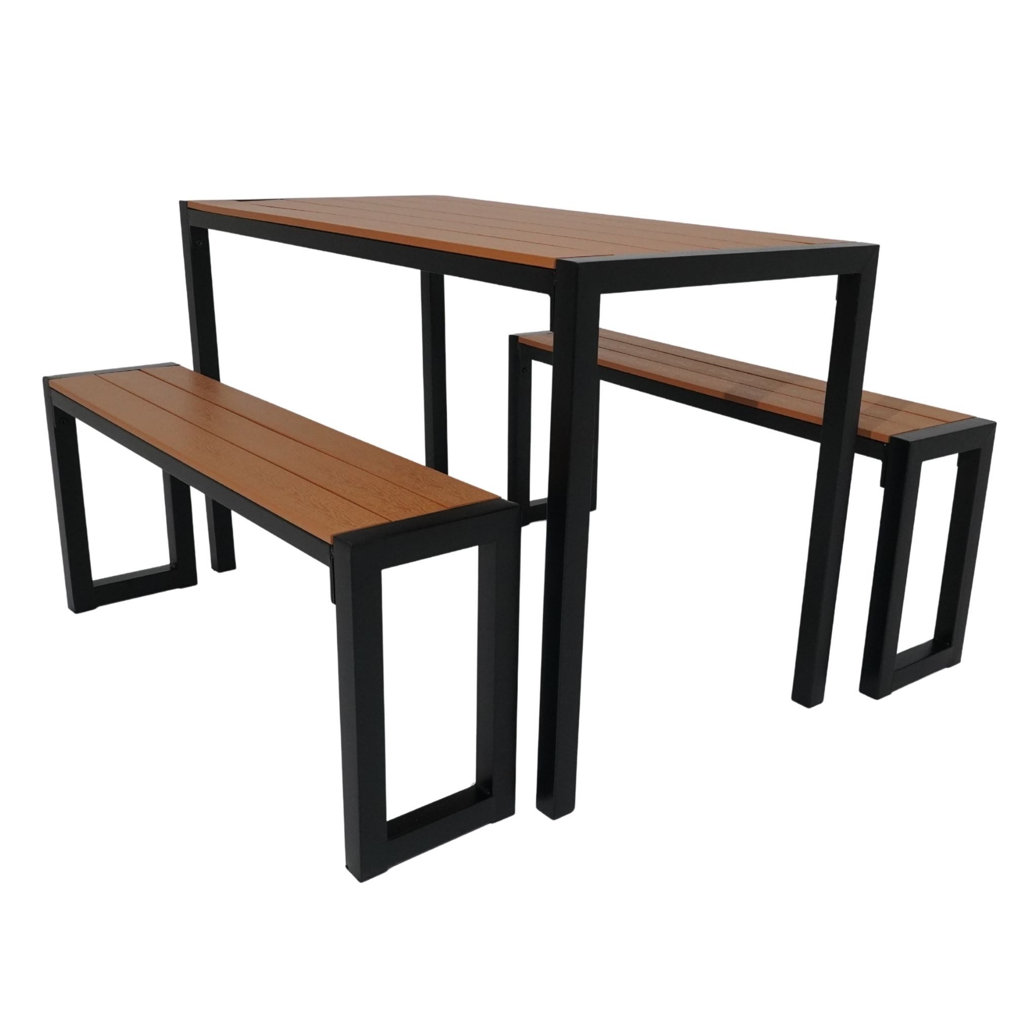 PROREGAL® Bierzeltgarnitur MALLORCA 3-teilig Gartenmöbel-Set 4 Personen Kunststoff Holzoptik