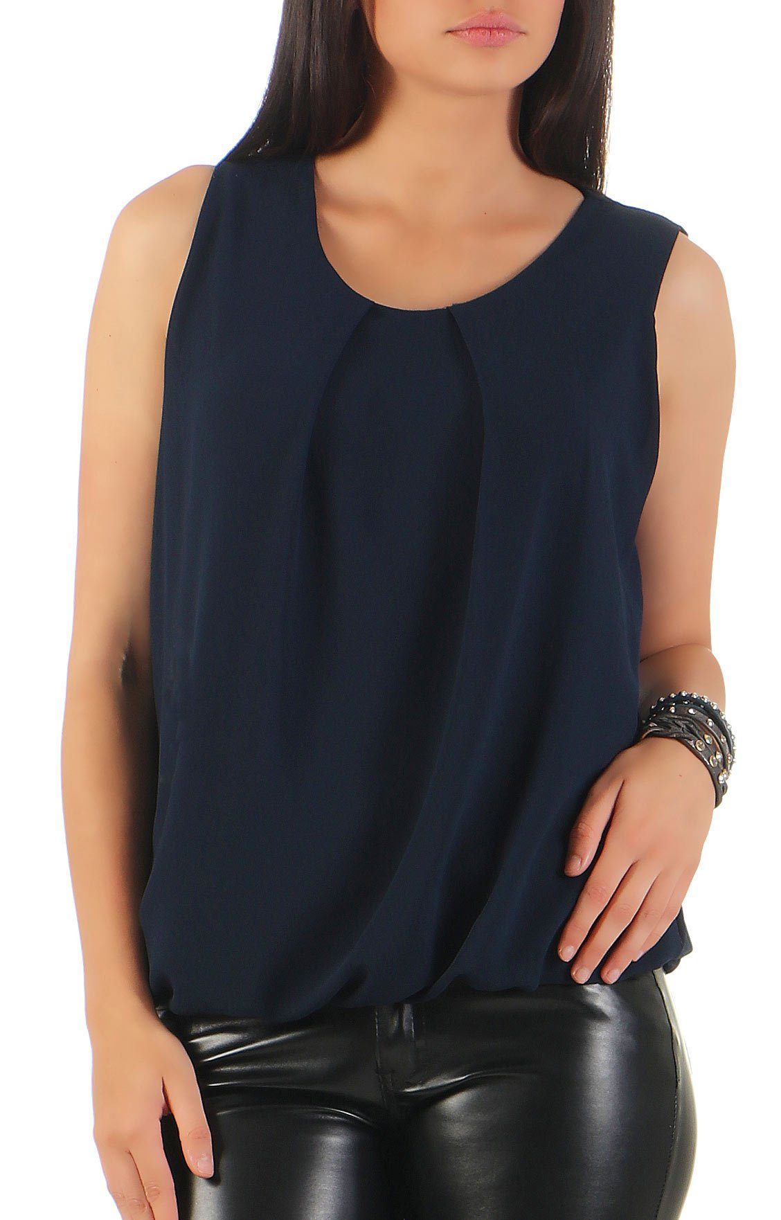 malito more than fashion Chiffonbluse malito Damen Bluse ärmellos 6879 Blus günstig online kaufen