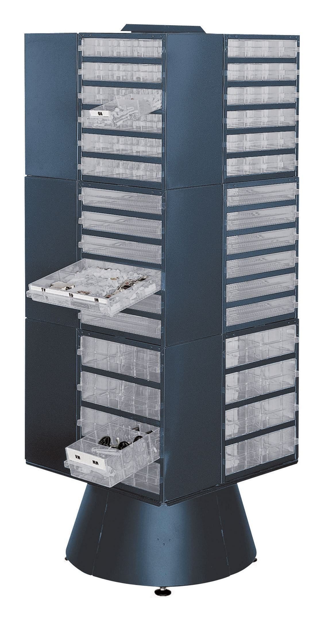 raaco Kleinteilemagazin, Drehständer leer 1600 mm hoch blau