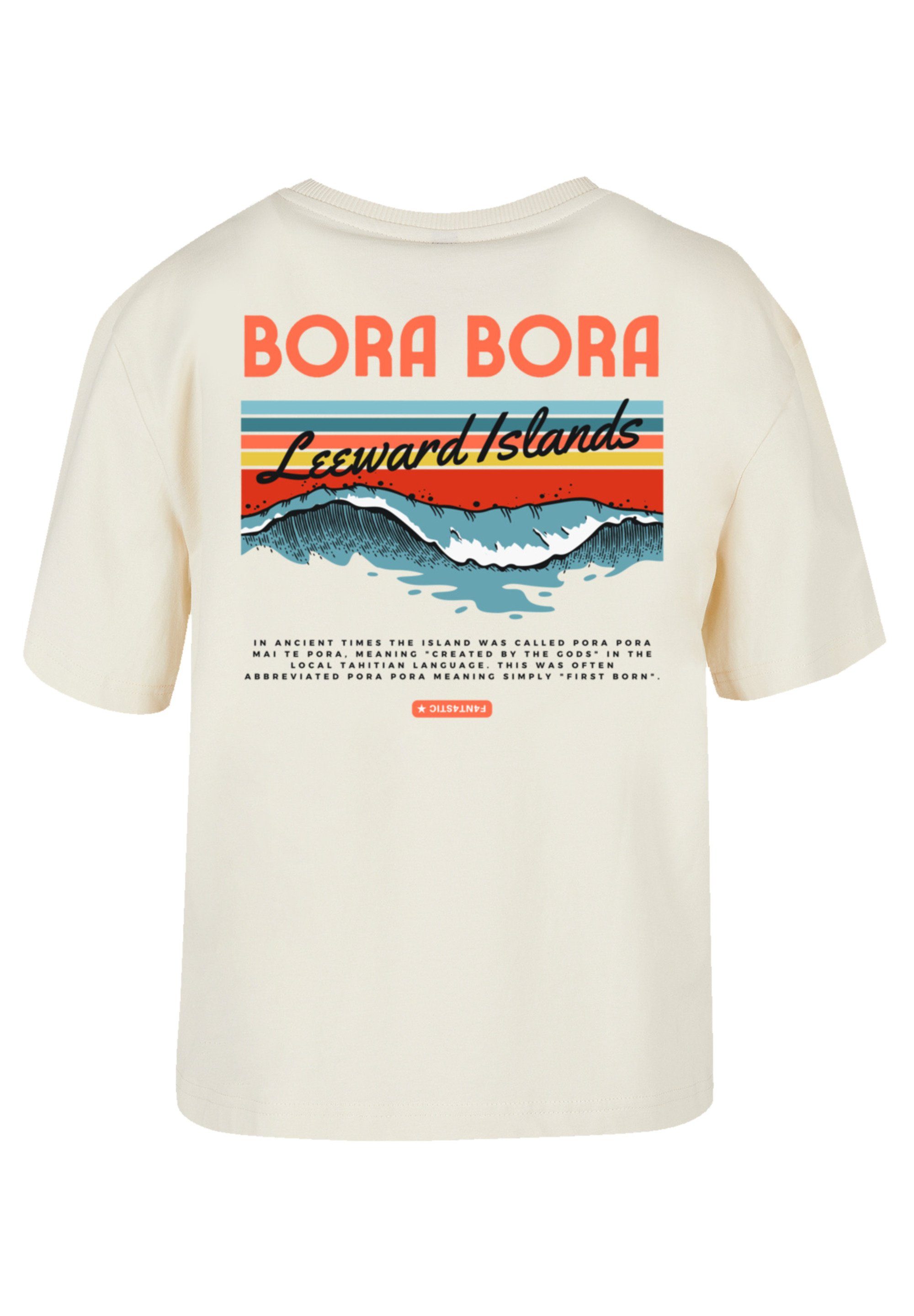Island Rundhalsausschnitt für F4NT4STIC stylischen Look Leewards T-Shirt Bora Print, Gerippter Bora