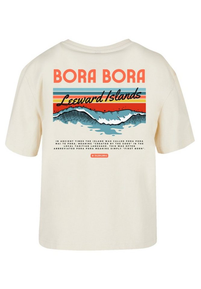F4NT4STIC Bora für Look Rundhalsausschnitt Gerippter Island Print, stylischen T-Shirt Bora Leewards