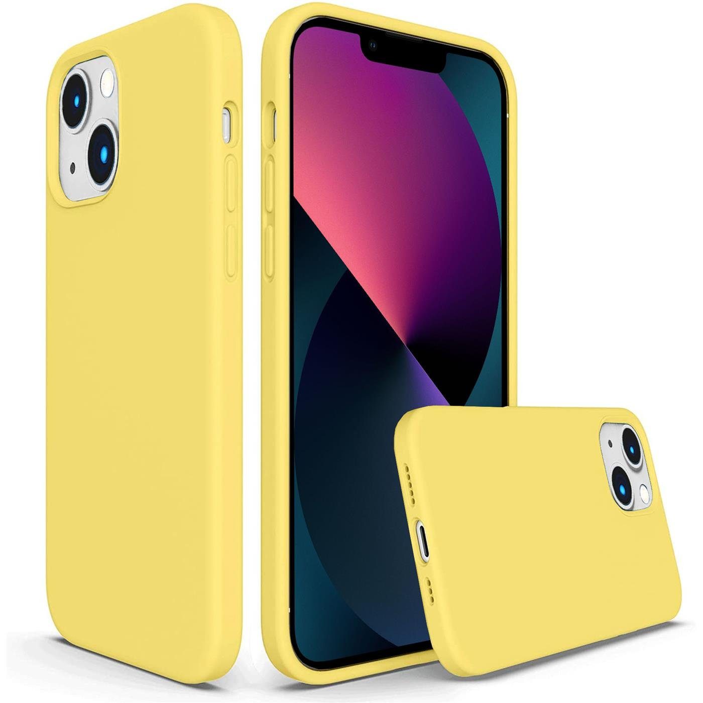 CoolGadget Handyhülle Silikon Case für das iPhone 13 Mini Slim TPU Cover 5,4 Zoll, Weiche Schutz Hülle mit Innen Fleece aus Stoff Handy Tasche