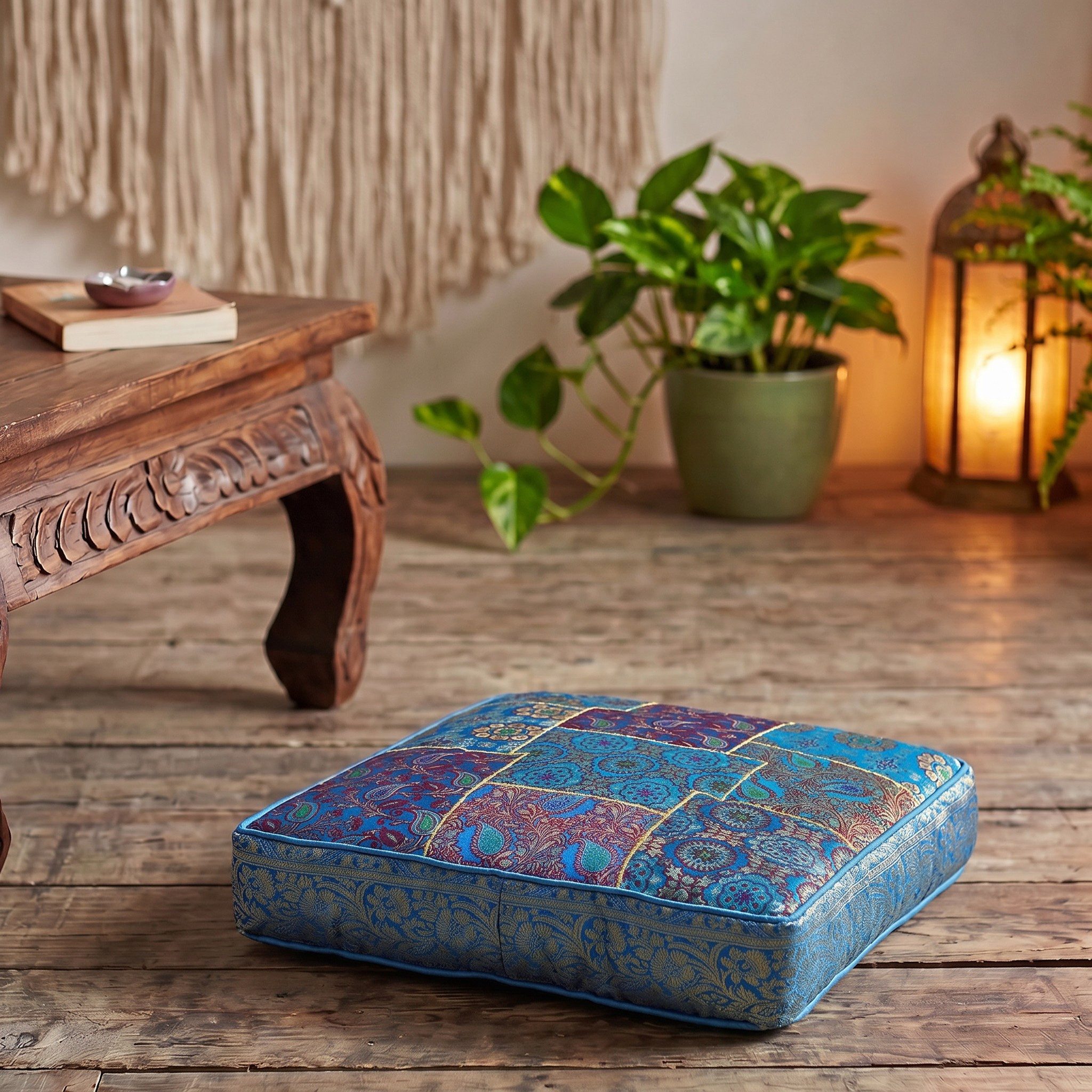 Guru-Shop Sitzkissen Orientalisches eckiges Patchwork Kissen 50 cm,..
