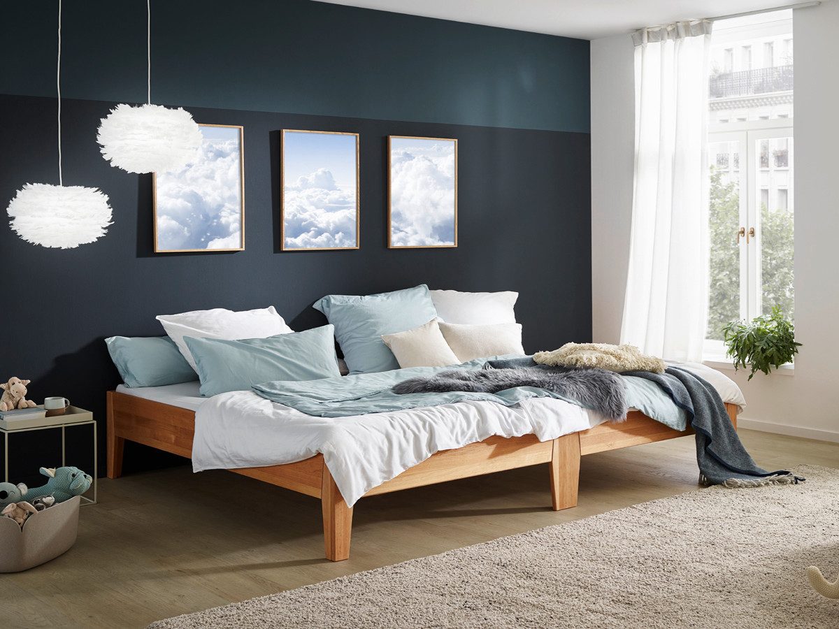 Massivholzbett Familienbett Modena (Erle, geölte oder weiße Oberfläche) (zertifiziertes Massivholz), Familienbett