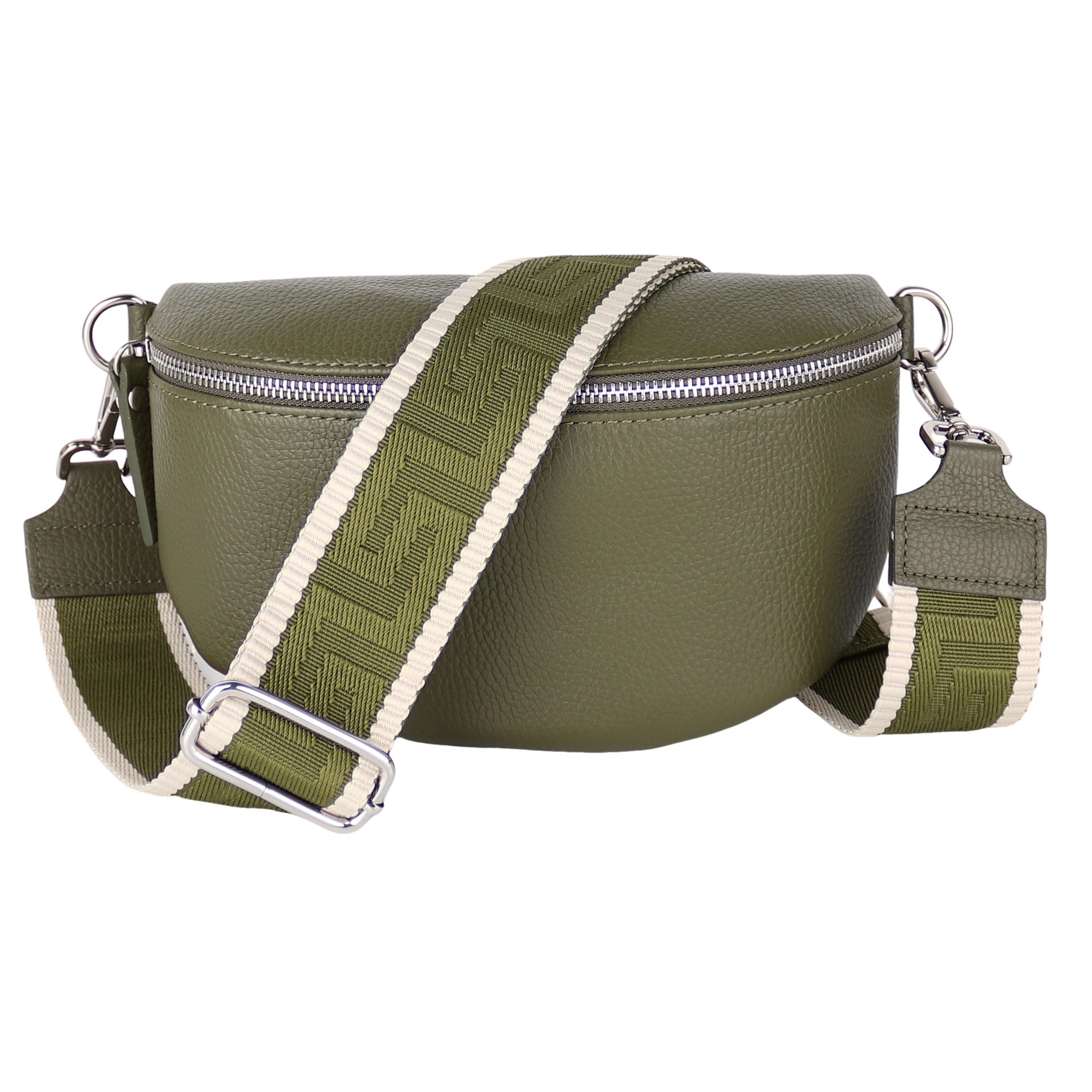 Bauchtasche Damen, Echtleder, Leder, Made in Italy, Umhängetasche, Brusttasche