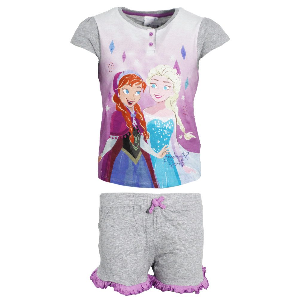 Disney Schlafanzug Disney Die Eiskönigin Elsa Kinder kurzarm Pyjama 100% Baumwolle, Gr. 98 bis 128