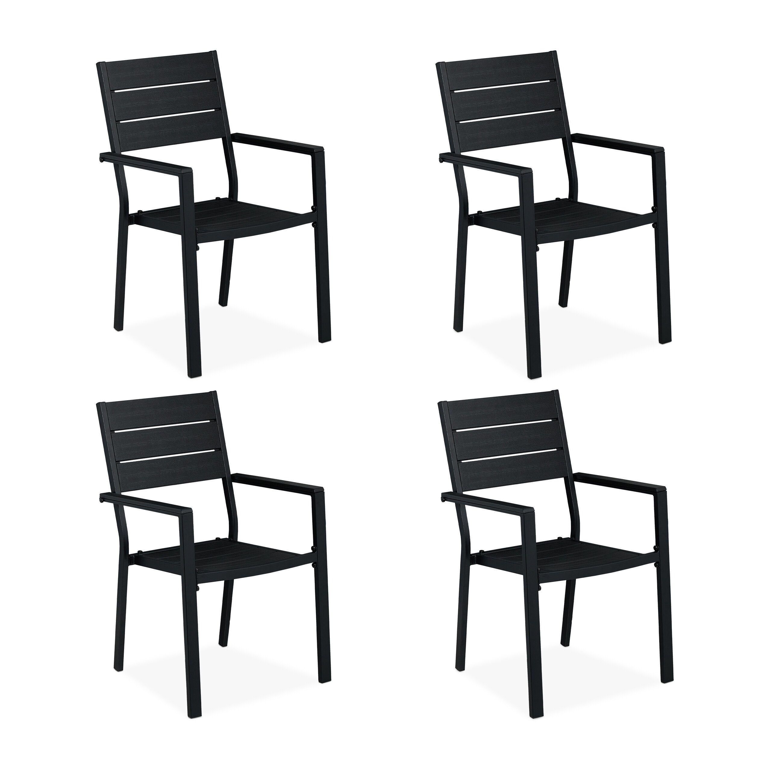 relaxdays Gartenstuhl Schwarzer Gartenstuhl im 4er günstig online kaufen