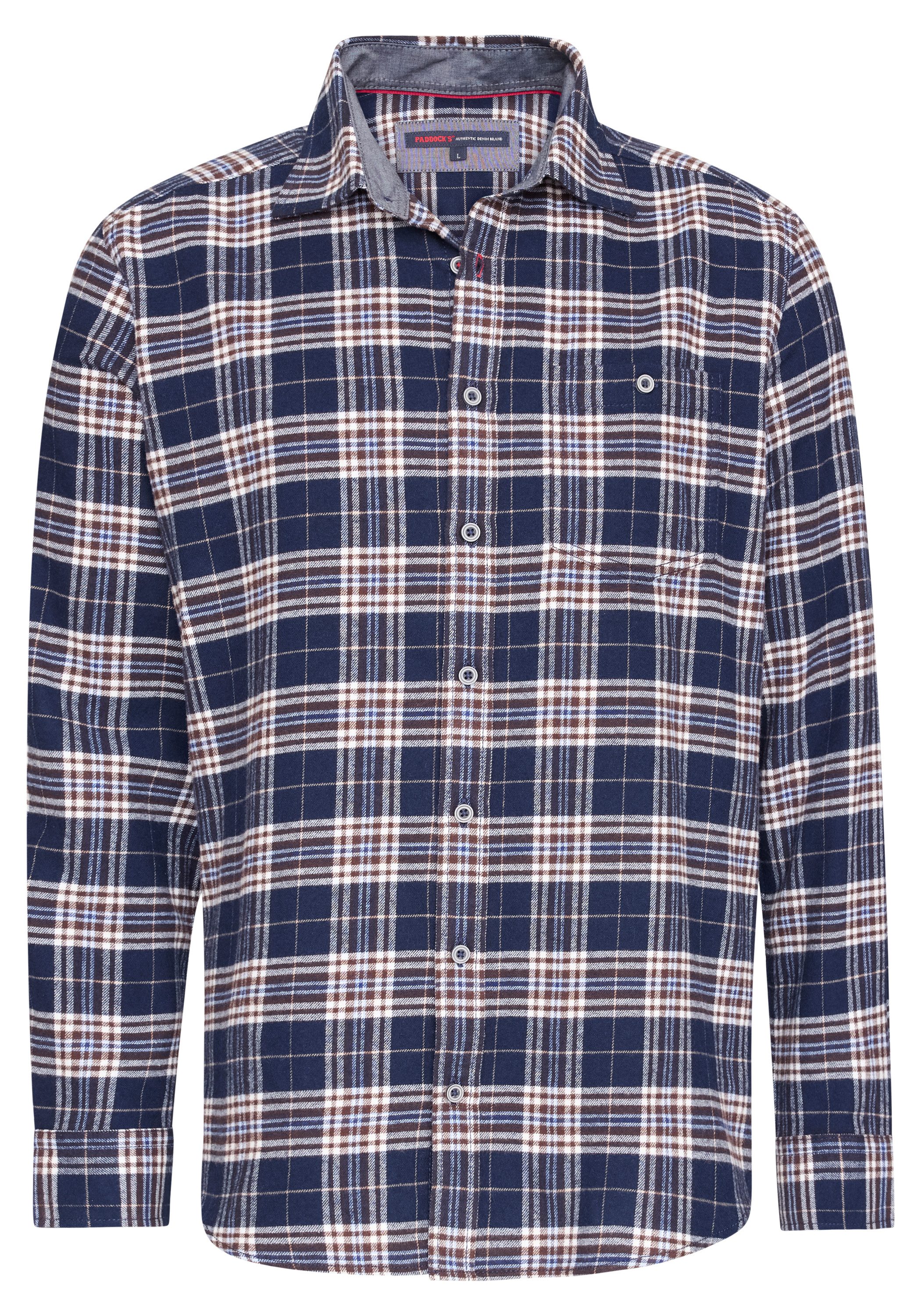 Paddock's Langarmhemd Kariertes Herren Flanellhemd Langarm günstig online kaufen