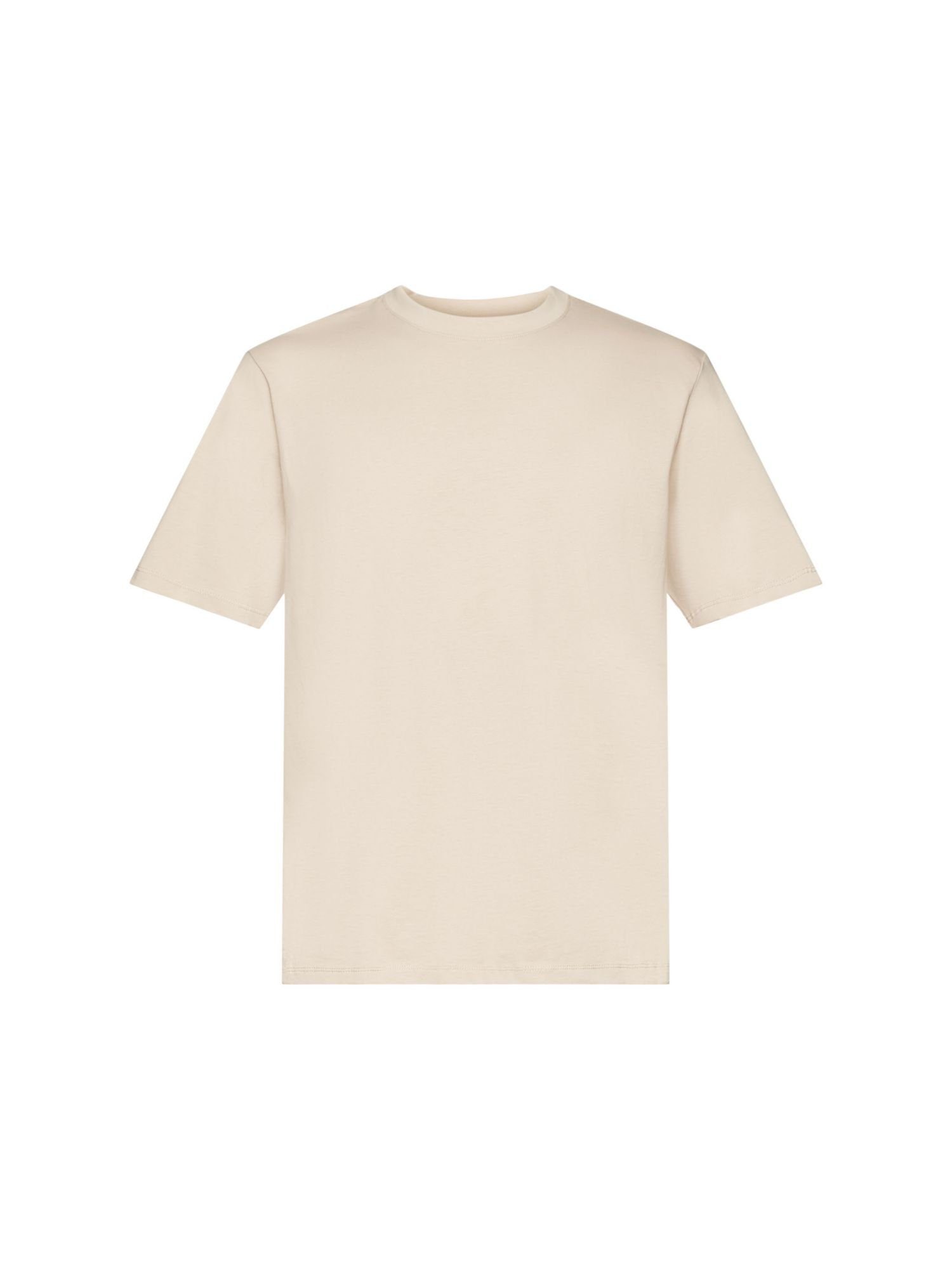 Esprit T-Shirt Baumwoll-T-Shirt mit Rundhalsausschnitt (1-tlg) LIGHT TAUPE