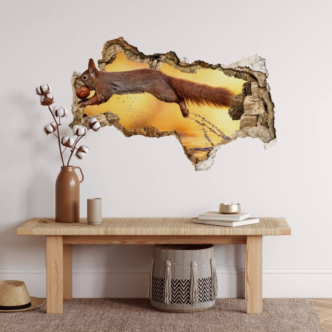 K&L Wall Art Wandtattoo Waldtiere Mauerdurchbruch Dschungeltiere Wandsticker selbstklebend (Tier Klebebilder für Wohnzimmer und Flur, lokal hergestellt in Berlin), moderne Wald- und Tierfotografien von Künstler van Dujin