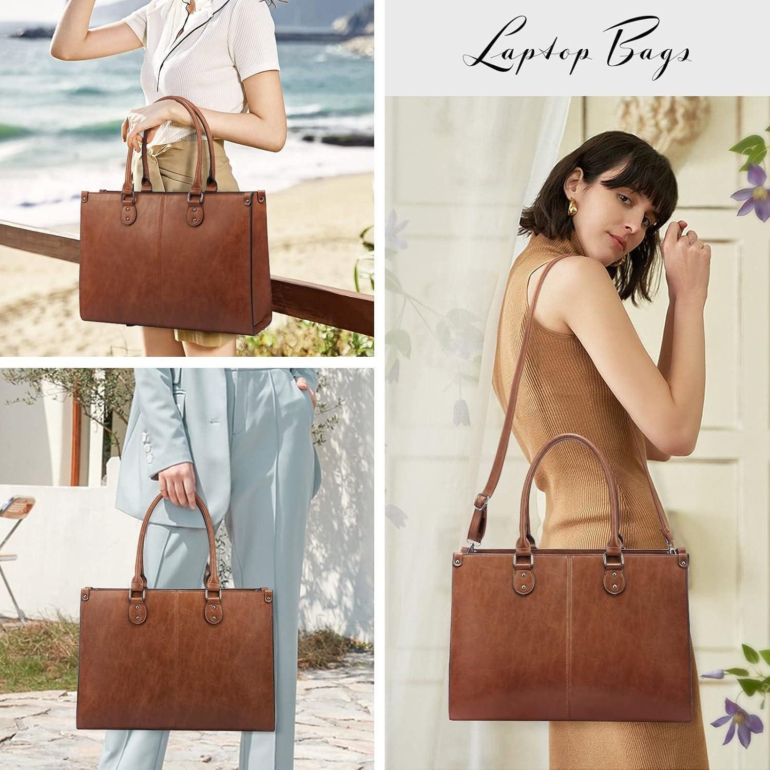 LuxusKollektion Laptoptasche Damen Laptoptasche Leder Schulter Umhängetasche Braun 15.6 Zoll
