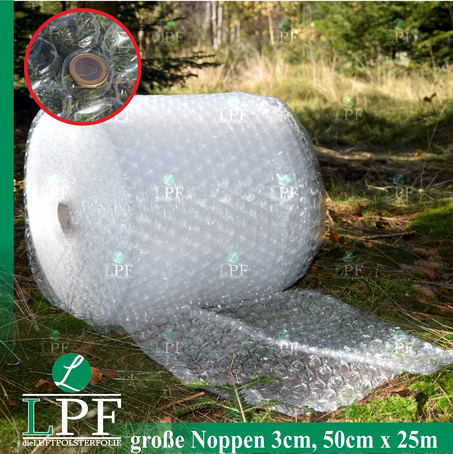 LPF Bubble Wrap Protective Film Air Bubble Wrap Large Bubbles (3cm) Width 50cm x Length 25m / 100µm
