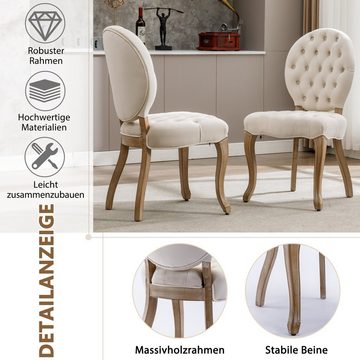 Ulife Polsterstuhl mit Runder Rücklehne und Knopfsteppung, Medaillon Stuhl (2 St), Küchenstühle 2er Set
