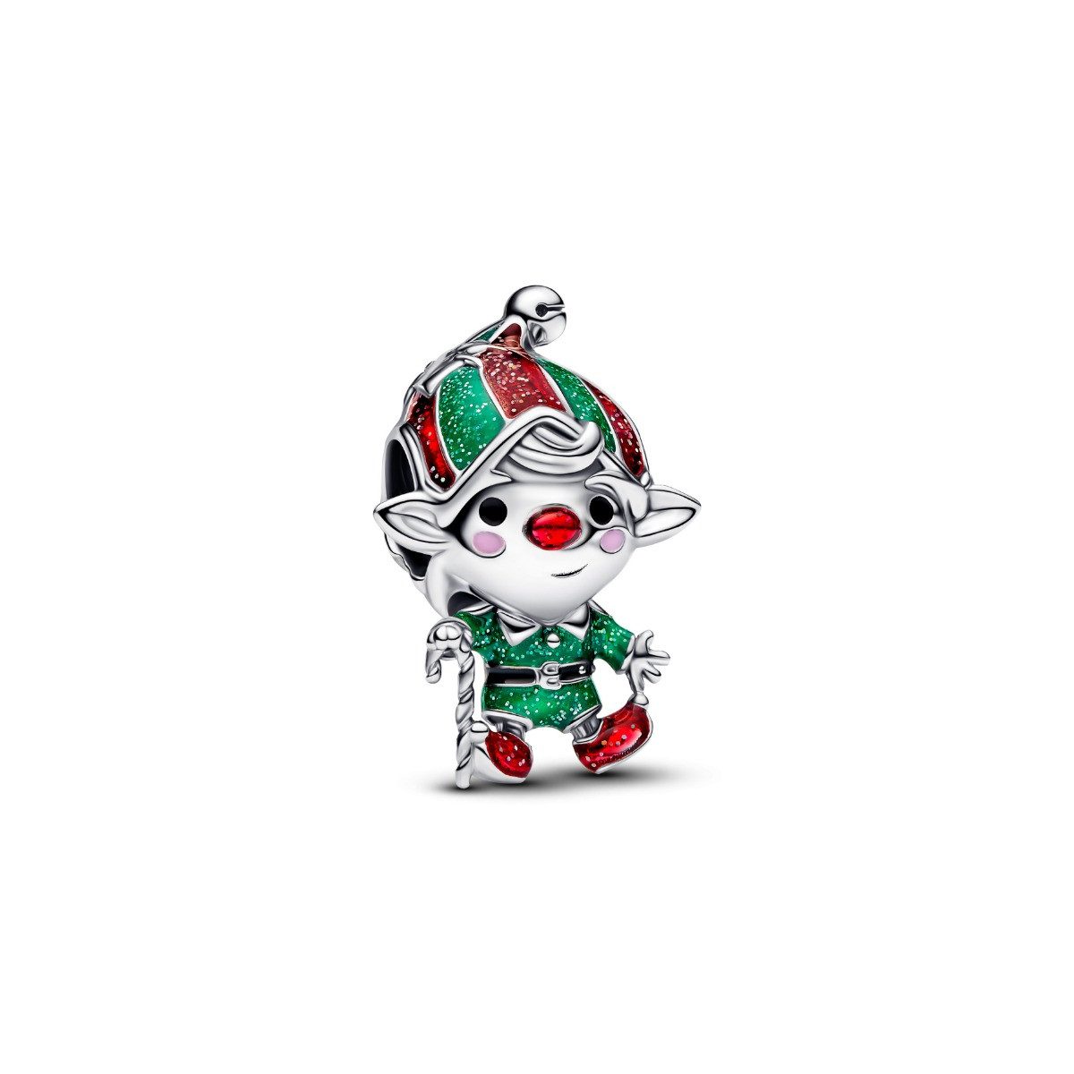 Pandora Charm-Einhänger Pandora Charm Weihnachtswichtel Glitzer Emaille Silber 794294C01