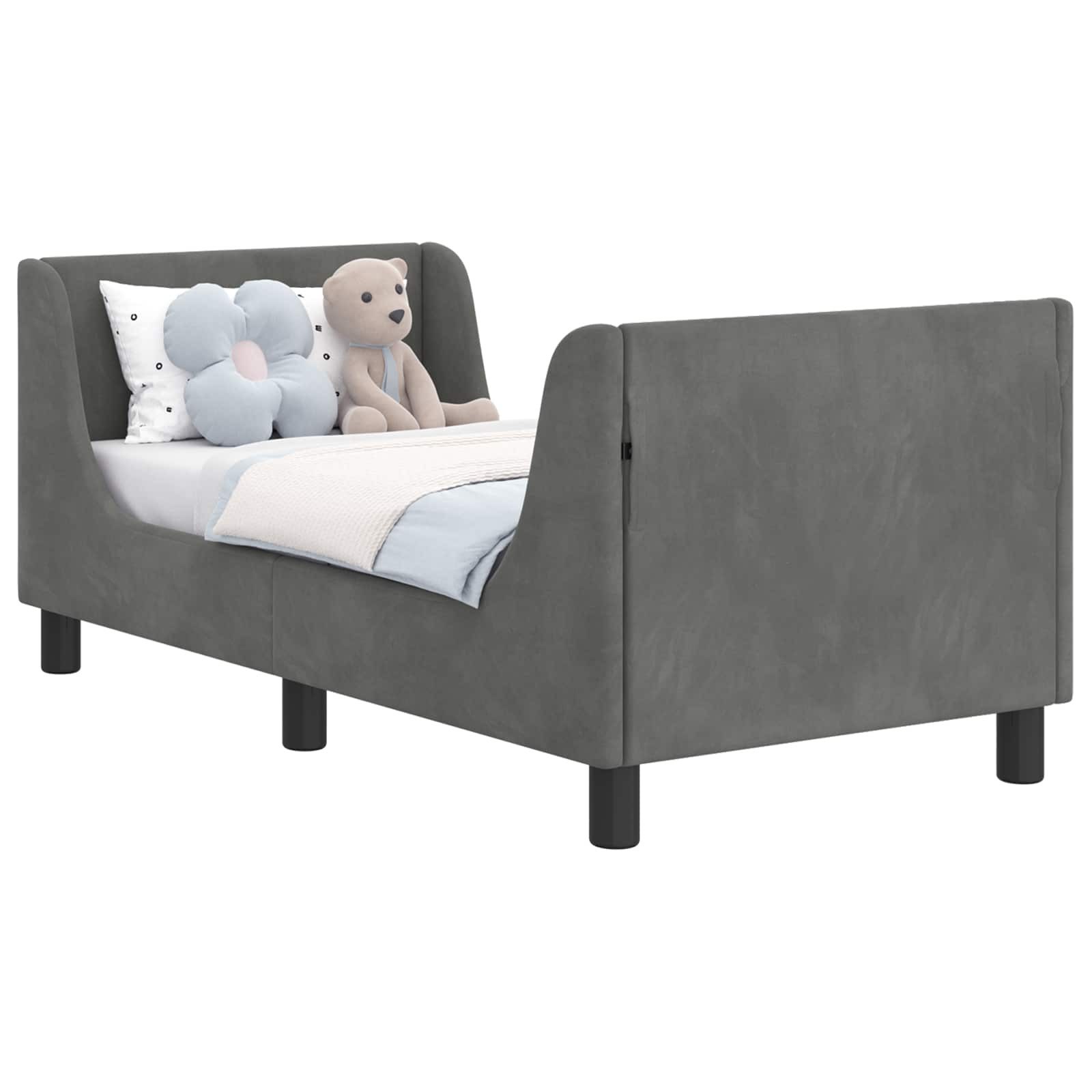 vidaXL Bett Kinderbettgestell mit Kopfteil Dunkelgrau 70 x 140 cm Samt (1-t günstig online kaufen