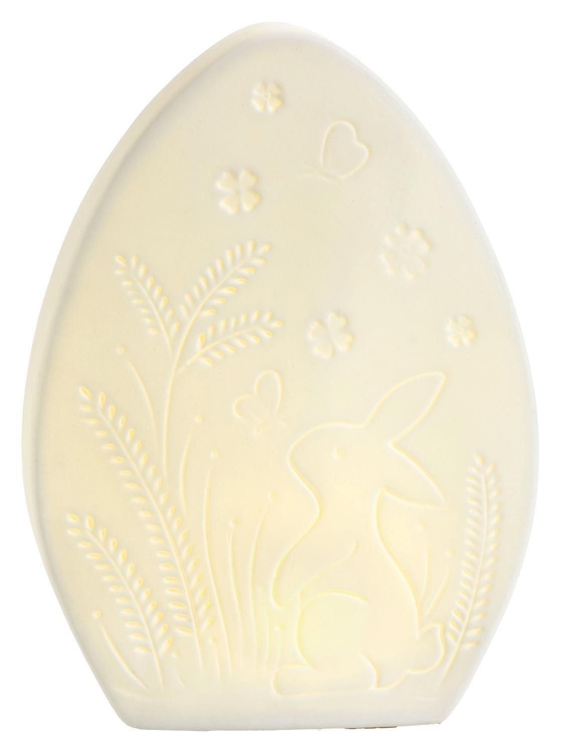 casa NOVA LED Dekolicht LEMMY, Weiß, Porzellan, Batteriebetrieben, LED fest integriert, Extra-Warmweiß, B 14,5 x H 19,3 x T 5,5 cm