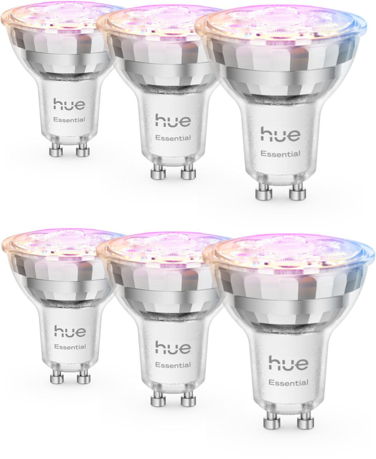 Philips Hue LED-Leuchtmittel Essential White & Color Ambiance smarte Lampe, GU10, 6 St., Farbwechsler