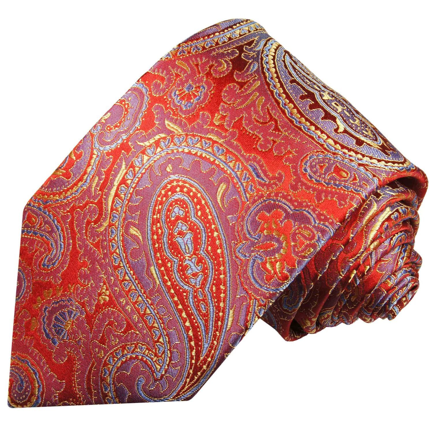 Paul Malone Krawatte rot paisley moderne Herrenkrawatte in premium Qualität 696
