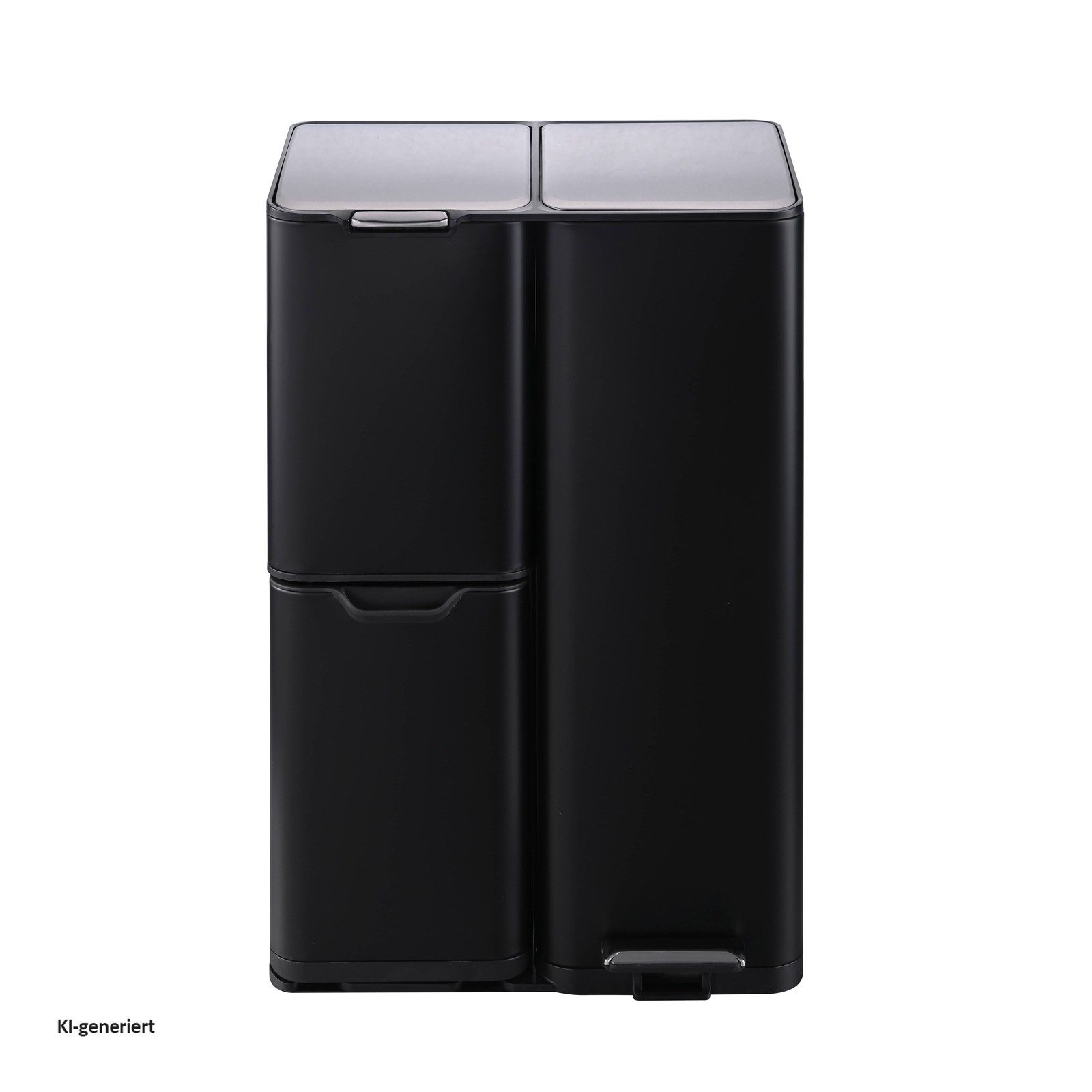 HTI-Living Mülleimer Mülleimer Edelstahl mit 3 Behältern Schwarz, 3 in 1 – Bild 2 von 4