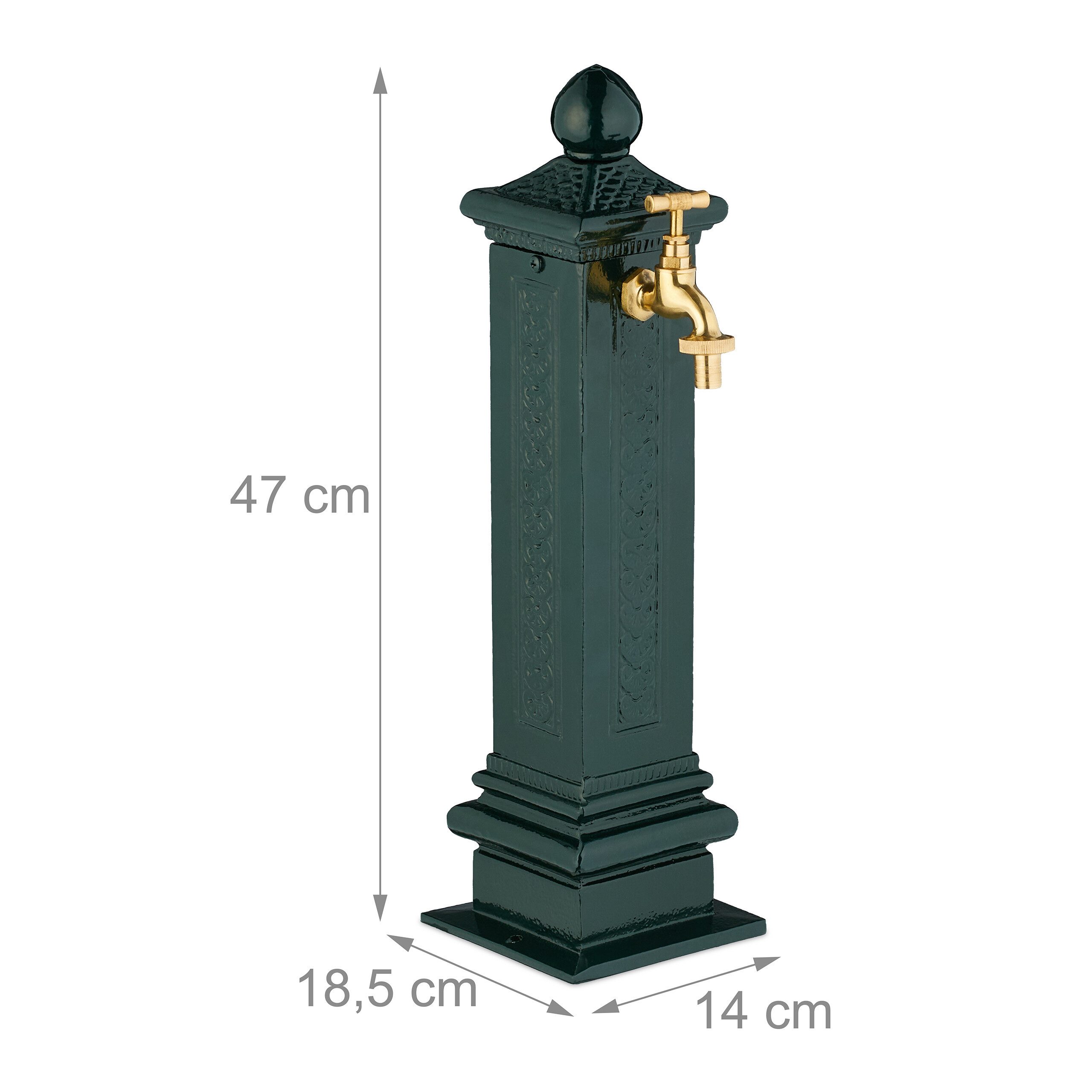 relaxdays Gartenbrunnen Standbrunnen antik 47 cm, 14 cm Breite, (1 tlg), grün – Bild 4 von 5