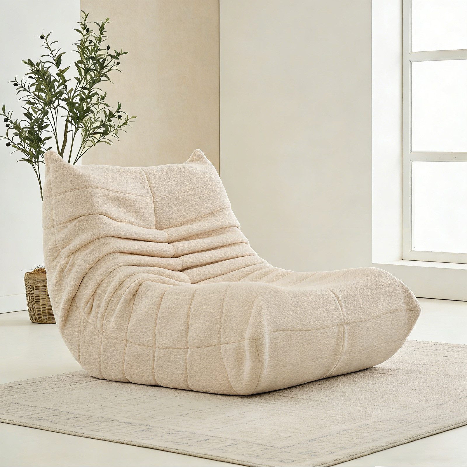 REDOM Sofa Sitzsack, Einzelsofa, Wohnzimmer Sofa, Interne rahmenlose Struktur, Teddyfleece+Schaumstoff mit hoher Dichte 1 Teile