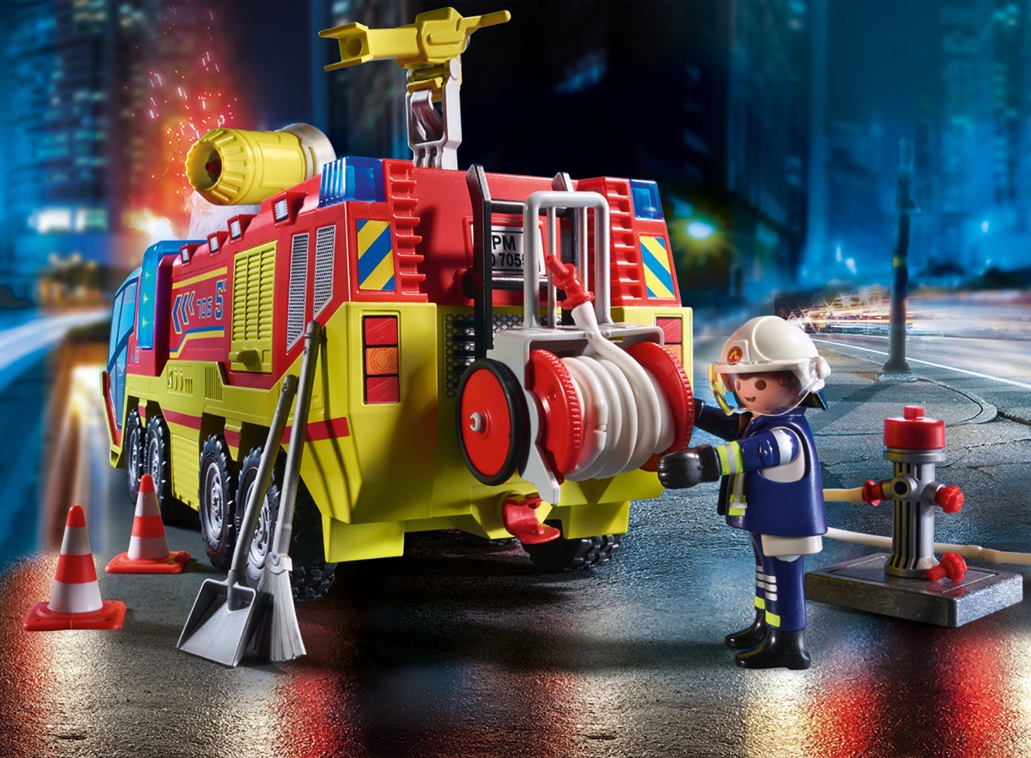 Playmobil® Konstruktions-Spielset »Feuerwehreinsatz mit Löschfahrzeug  (70557), City Action«, (189 St), mit Licht- und Soundfunktion