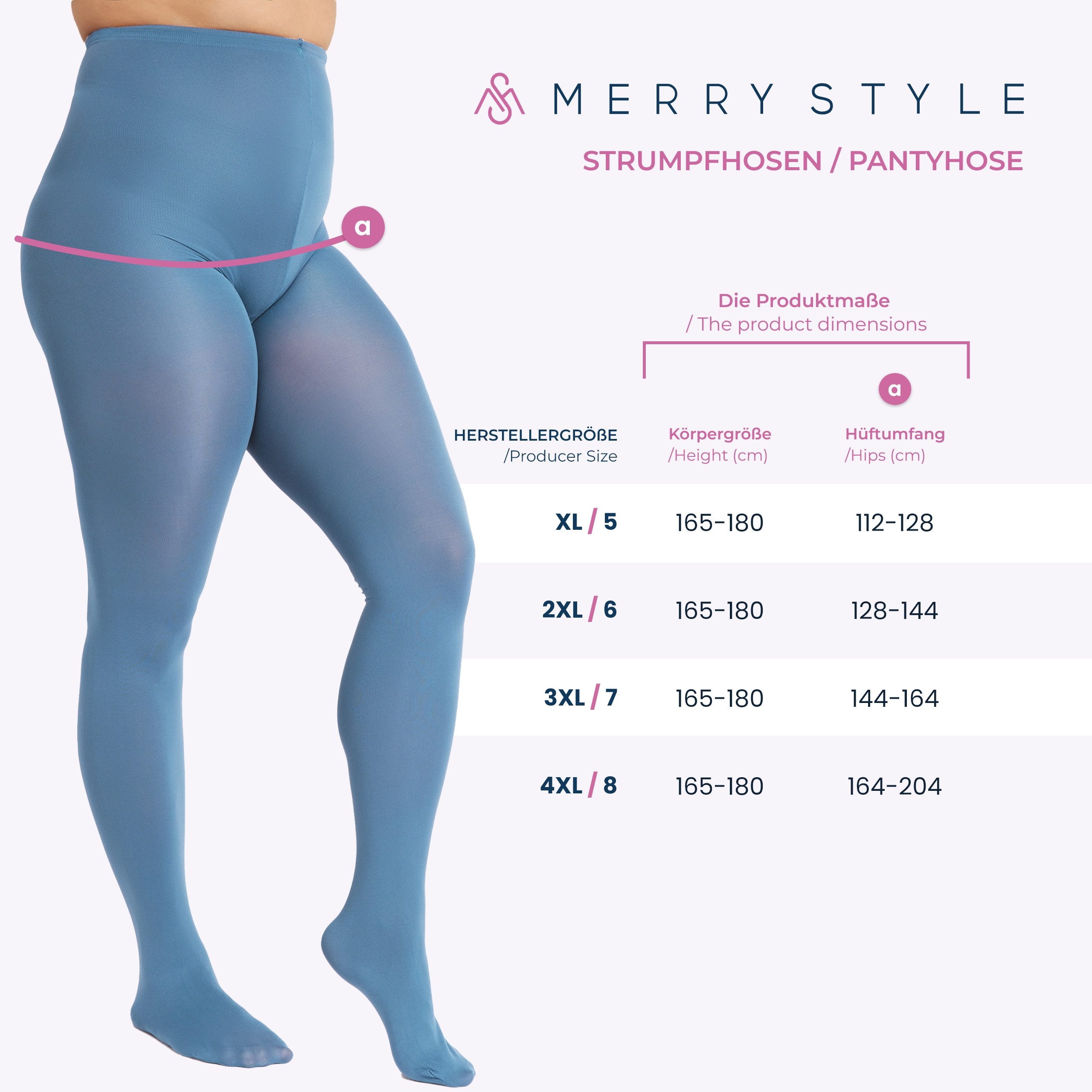 Merry Style Strumpfhose Damen mikrofaser Strumpfhose plus size MS 162 60 DEN (1 St)