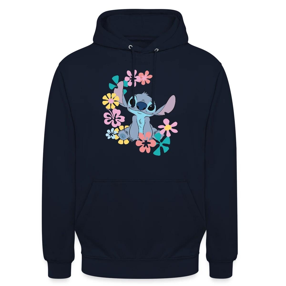Hoodie Lilo & Stitch, Stitch Mit Hawaiianischen Blumen Unisex Hoodie