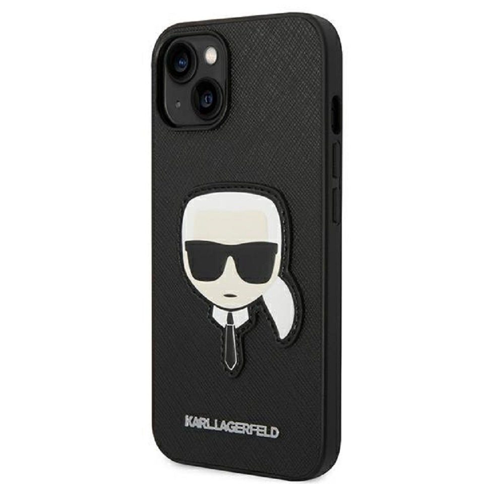 KARL LAGERFELD Handyhülle Case iPhone 14 Plus Figur Kunstleder schwarz 6,7 Zoll, Kantenschutz