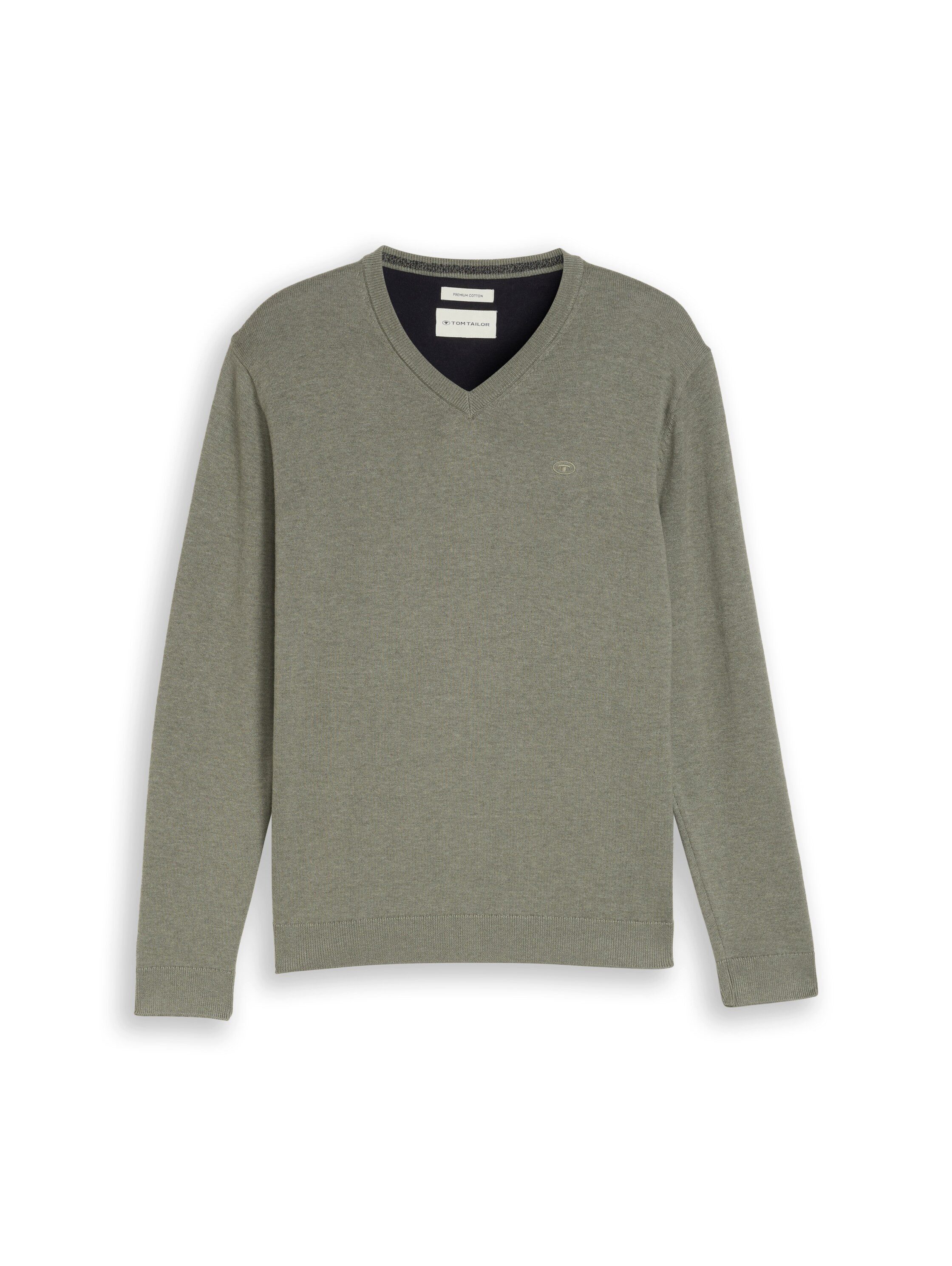 TOM TAILOR V-Ausschnitt-Pullover mit kleiner Logo-Stickerei günstig online kaufen