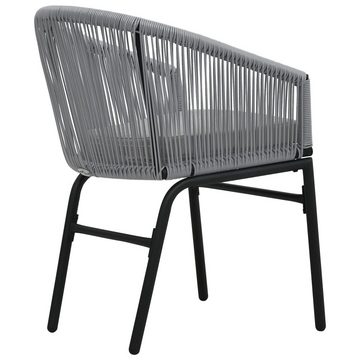 DOTMALL Bistrostuhl 3-tlg. Bistro-Set mit Kissen PE-Rattan Freizeitstuhl Grau/Schwarz